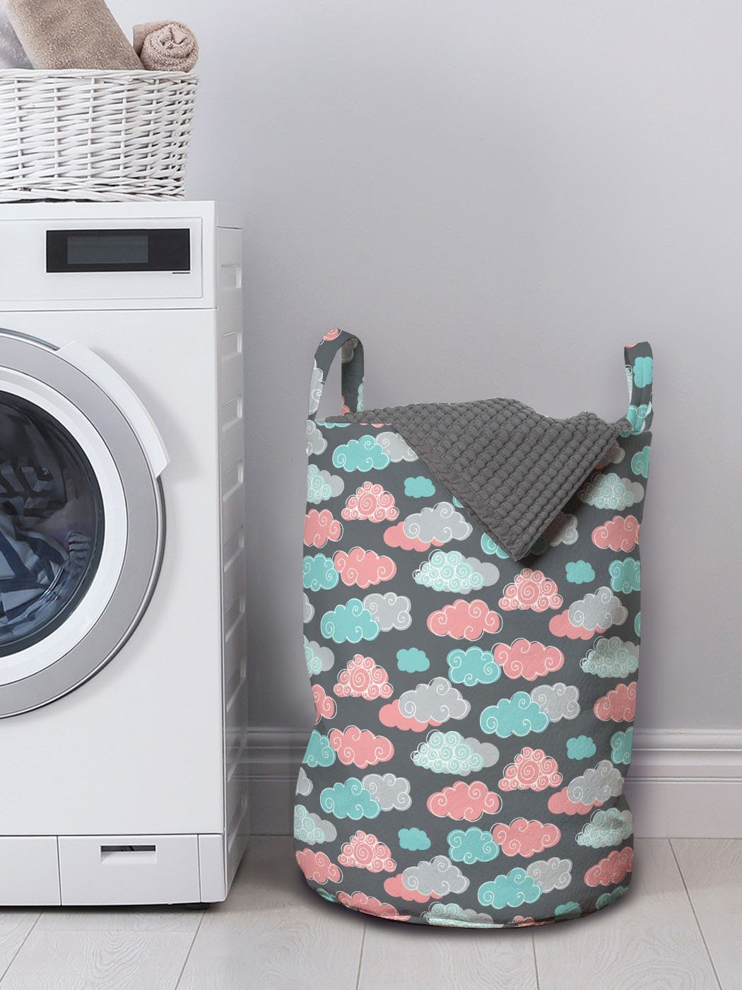 Abakuhaus Wäschesäckchen Wäschekorb mit Griffen Wolke abstrakte für Wolke Waschsalons, Kordelzugverschluss