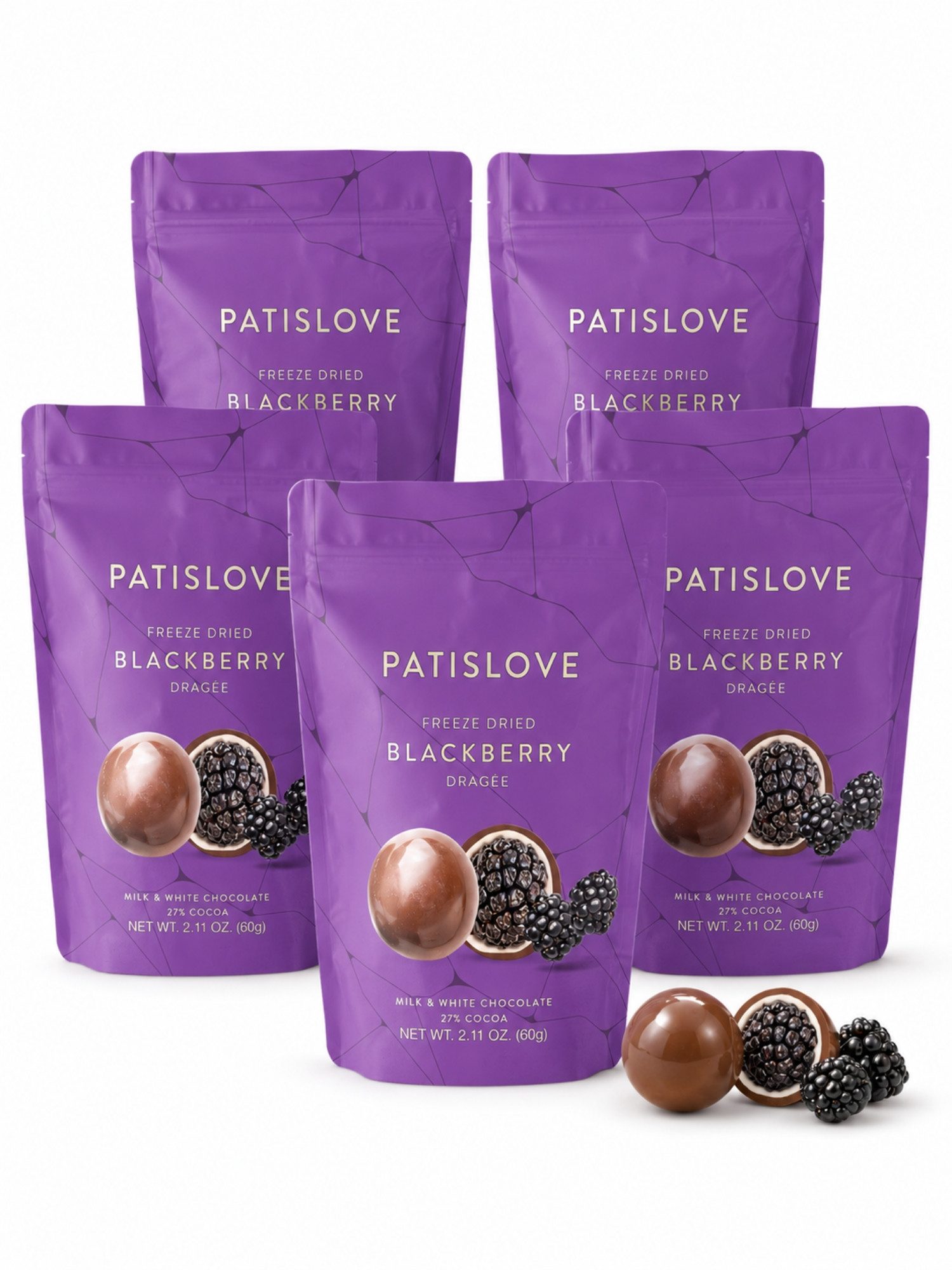 PATISLOVE Schokolade Patislove Brombeer Dragee – Gefriergetrocknet in Schweizer Schokolade, 60 g, Gefriergetrocknet, Mit echter Schweizer Schokolade