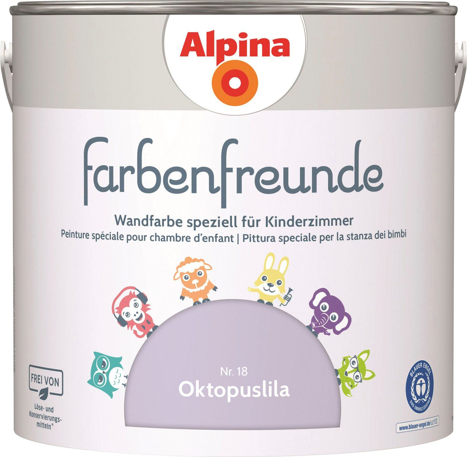 Alpina Wandfarbe farbenfreunde, für Kinderzimmer, matt, 2,5 Liter Oktopuslila