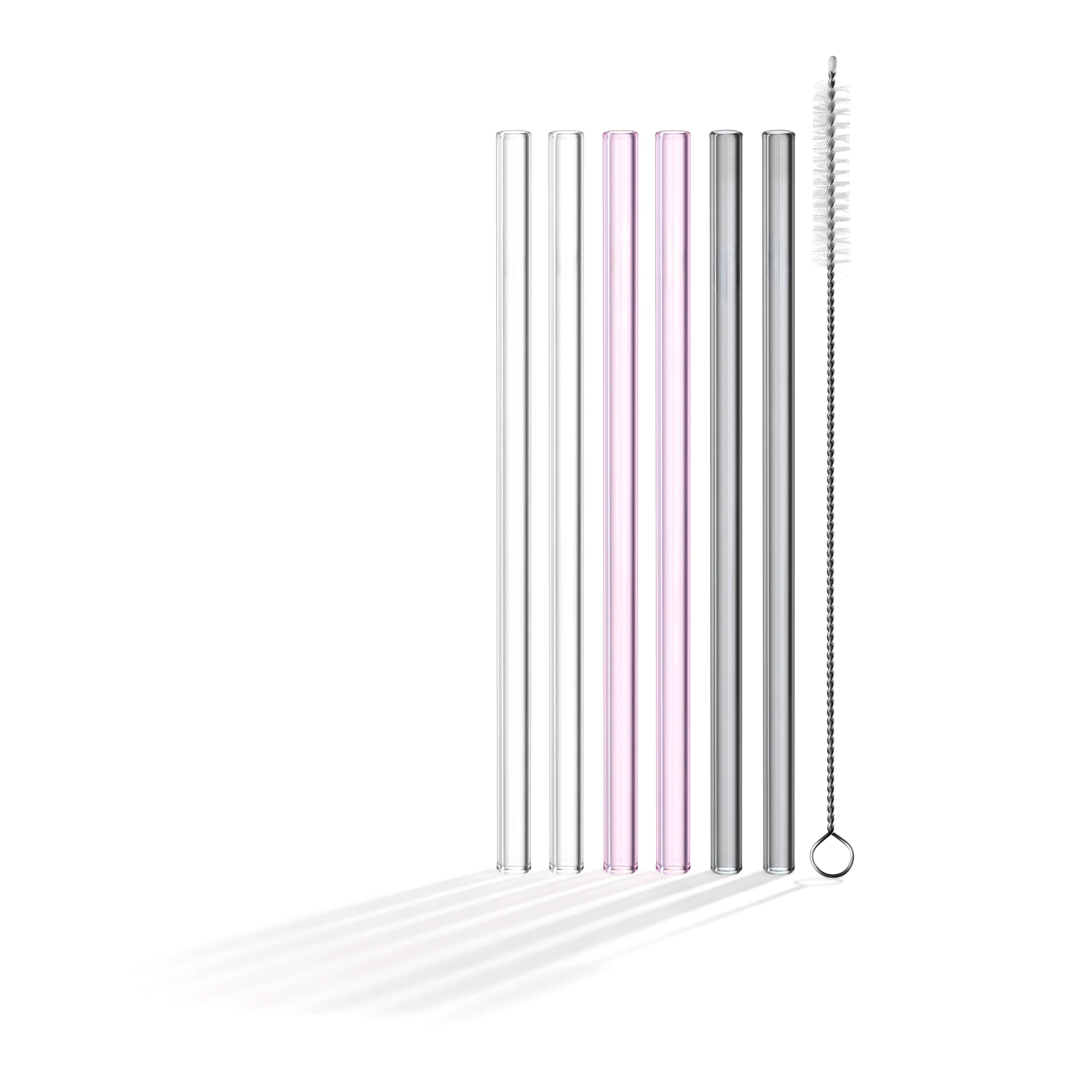 LEONARDO Trinkhalme LEONARDO X MICHI VON WANT, 6er-Set, Farbglas, wiederverwendbar, nachhaltig, inkl. Bürste