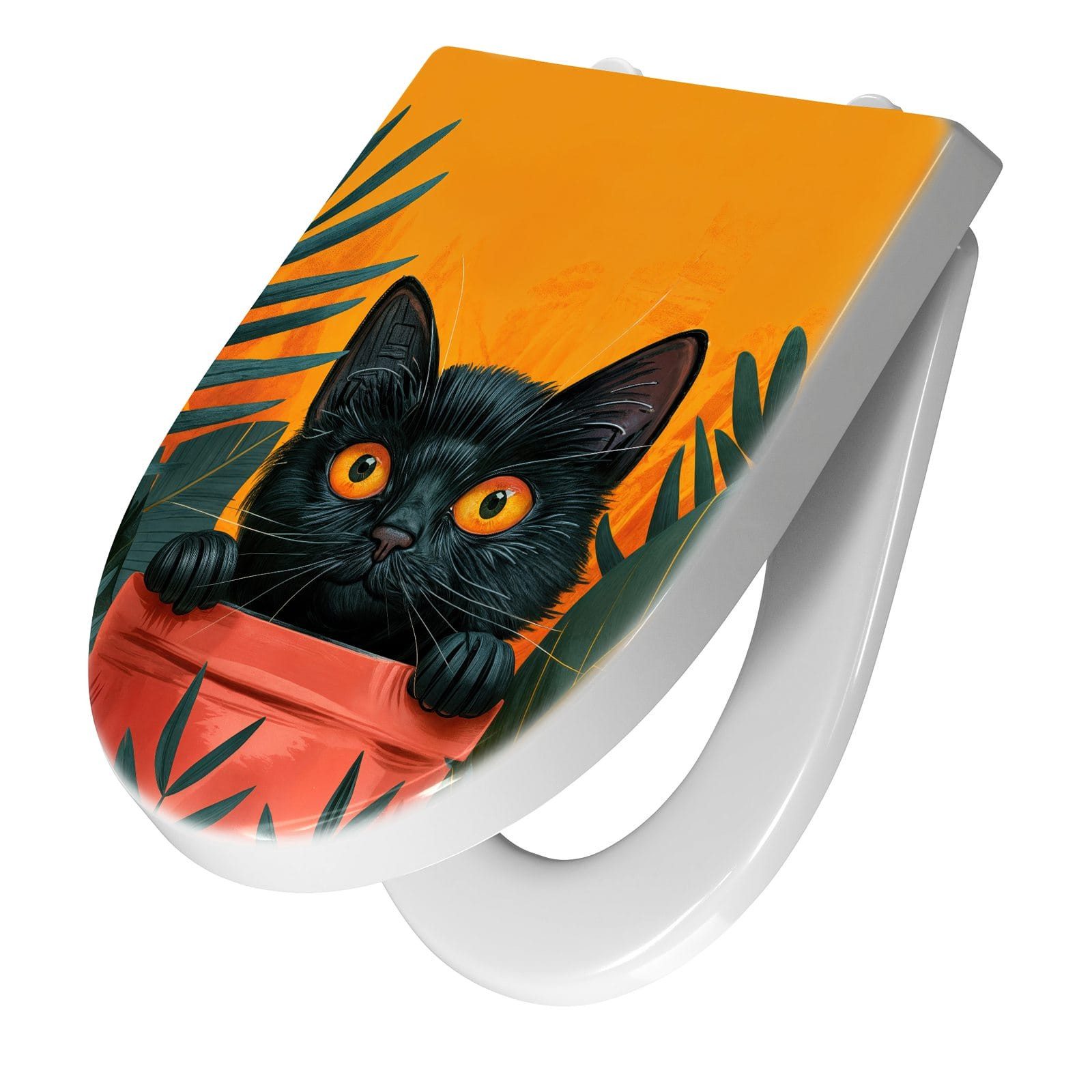 Primedeco WC-Sitz mit Absenkautomatik Motiv Katze im Dschungel (1-St), Absenkautomatik, Soft-Close