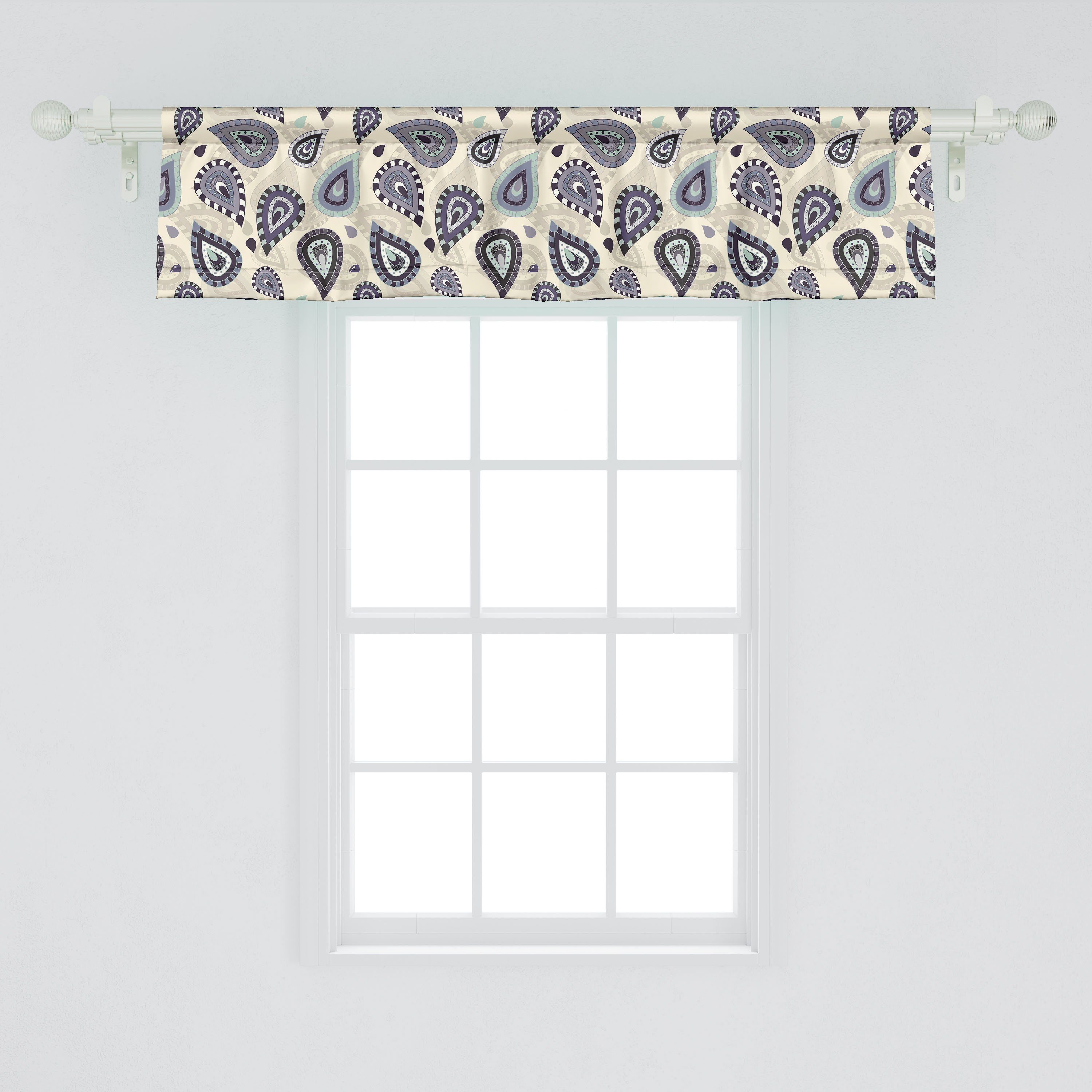 Scheibengardine Vorhang Volant für Ethnisch mit Microfaser, Marokkanische Dekor Abakuhaus, Küche Schlafzimmer Stangentasche, Paisley-Motiv