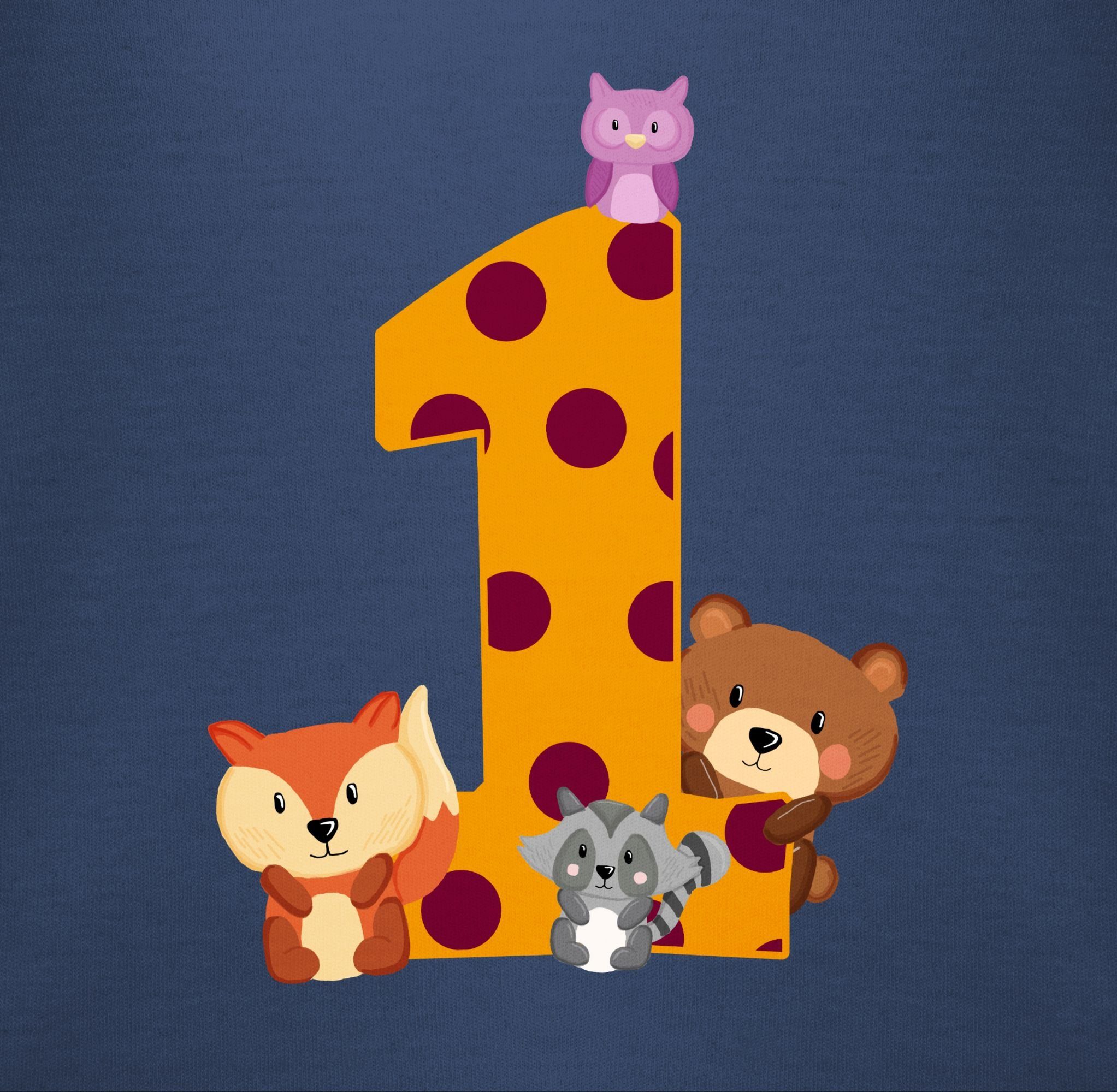 Shirtracer T-Shirt Eins Waldtiere 1. Geburtstag