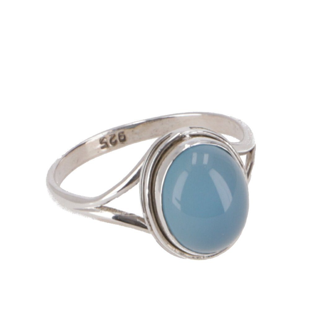 Guru-Shop Silberring Indischer Silberring mit klassischer Fassung -..