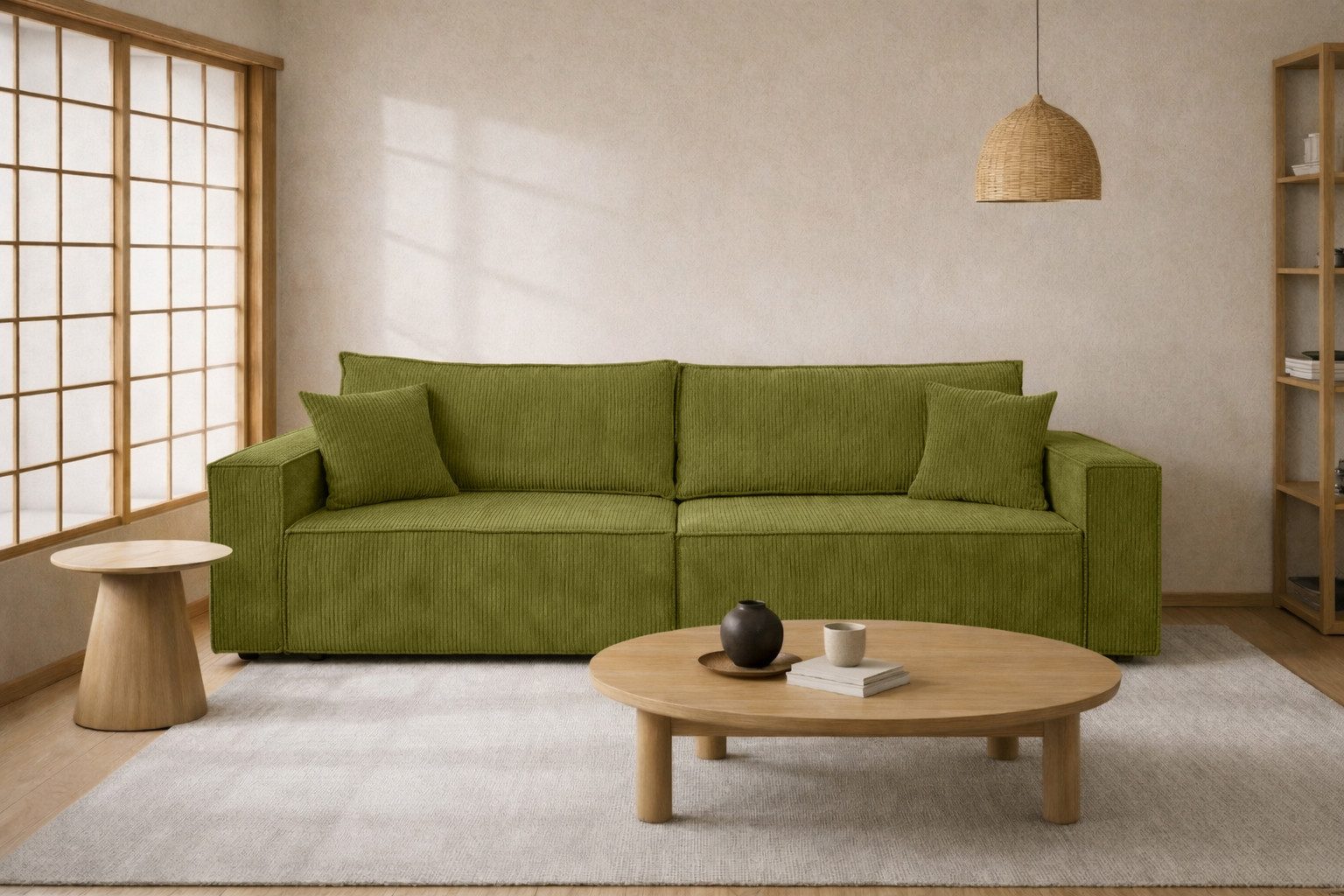 Kaiser Möbel Schlafsofa Sofa mit Schlaffunktion und Bettkasten Cordstoff Poso, BEST SCORNER, Für täglichen Schlaf geeignet