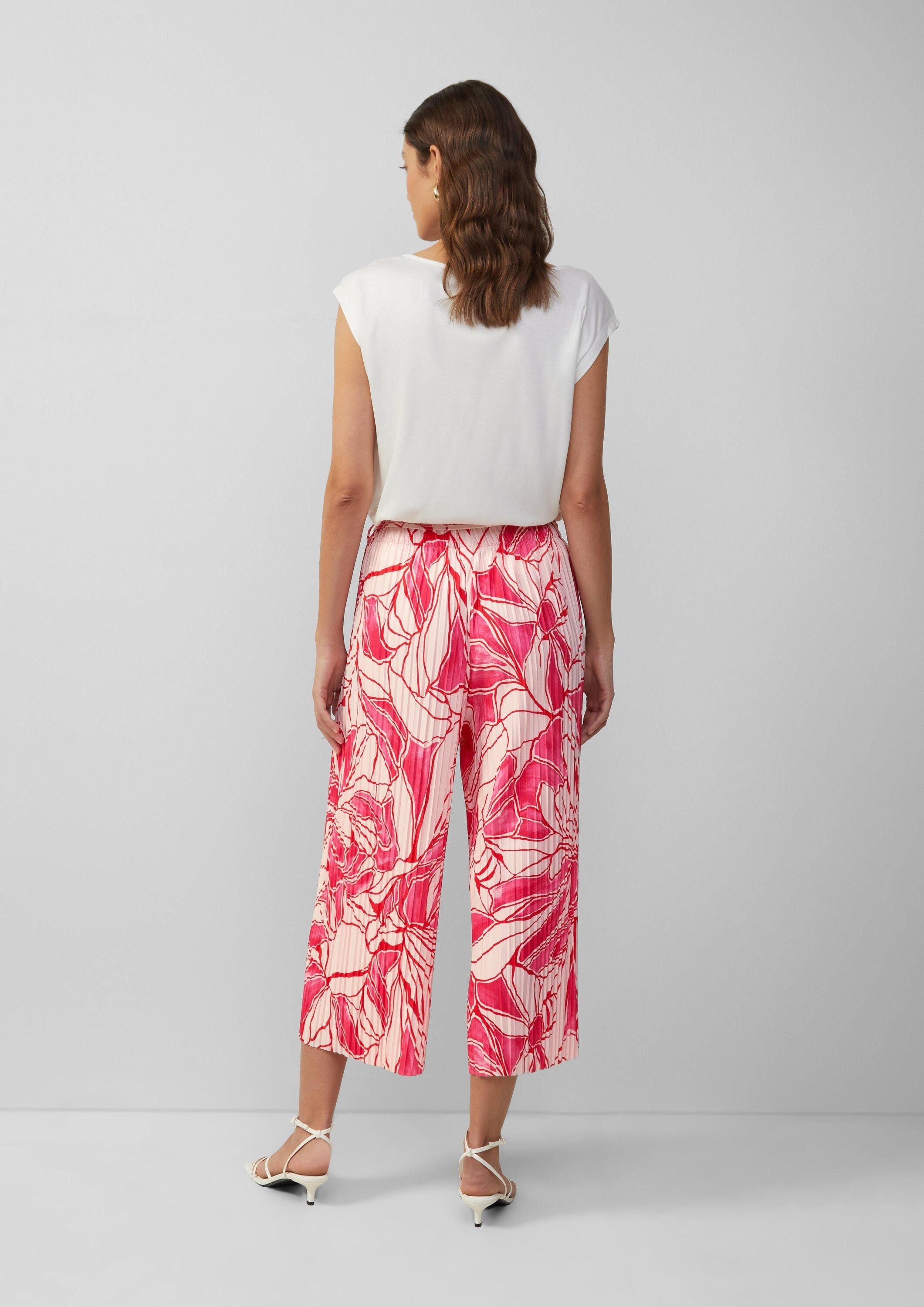 s.Oliver Culotte Hose Plissierte Culotte mit All-over-Print und Elastikbund