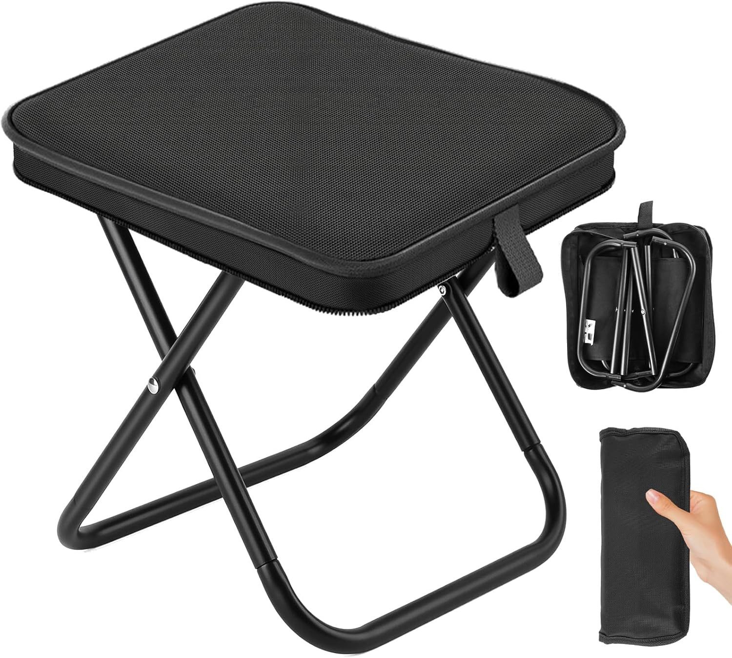 FELIXLEO Armlehnstuhl Faltbarer Campinghocker groß leicht stabil 120kg Outdoor schwarz (1 St)