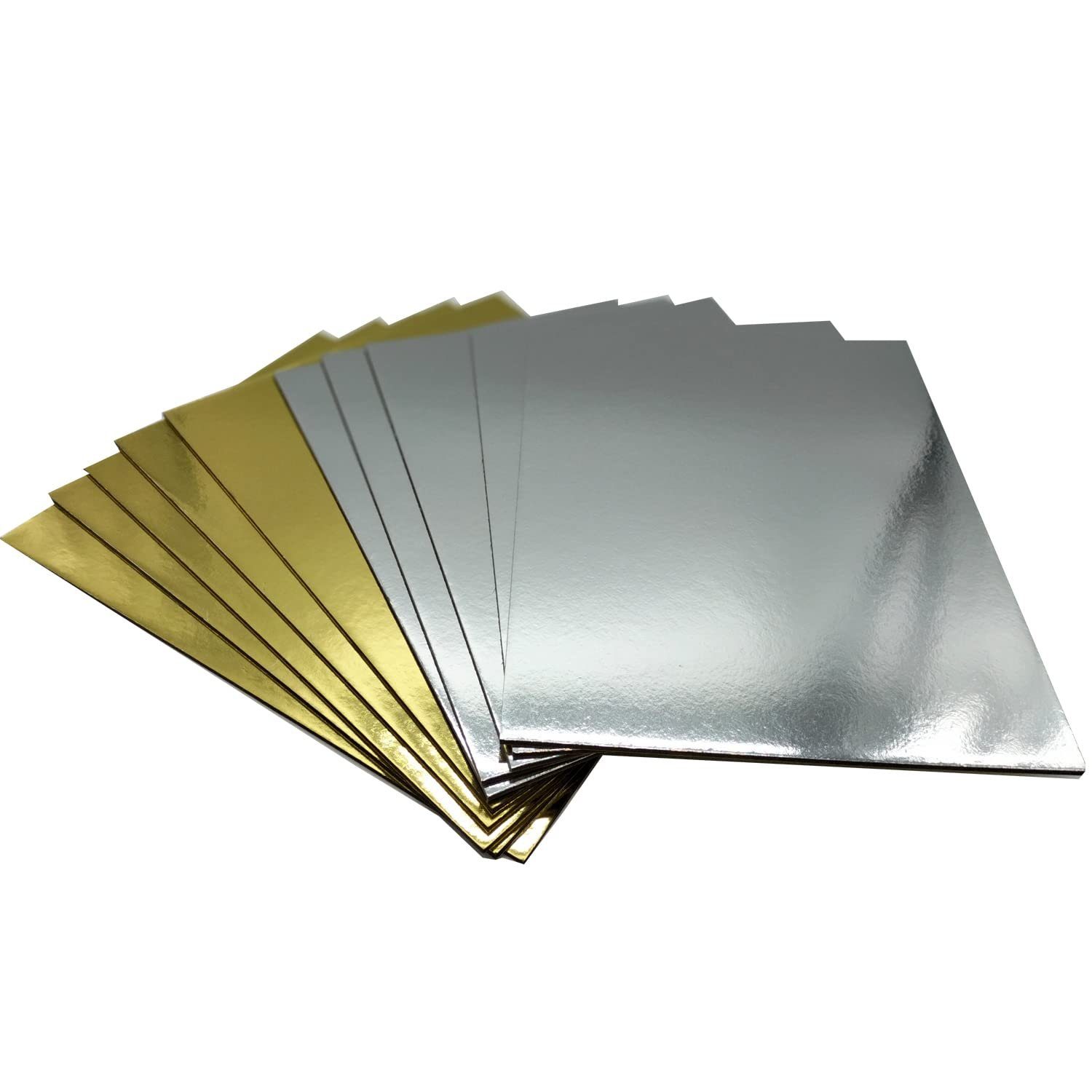 KITCHENDREAM Tortenplatte CakeBoard Set Kuchenplatte eckig gold UND silber in 3 mm starker Pappe, (5-tlg)