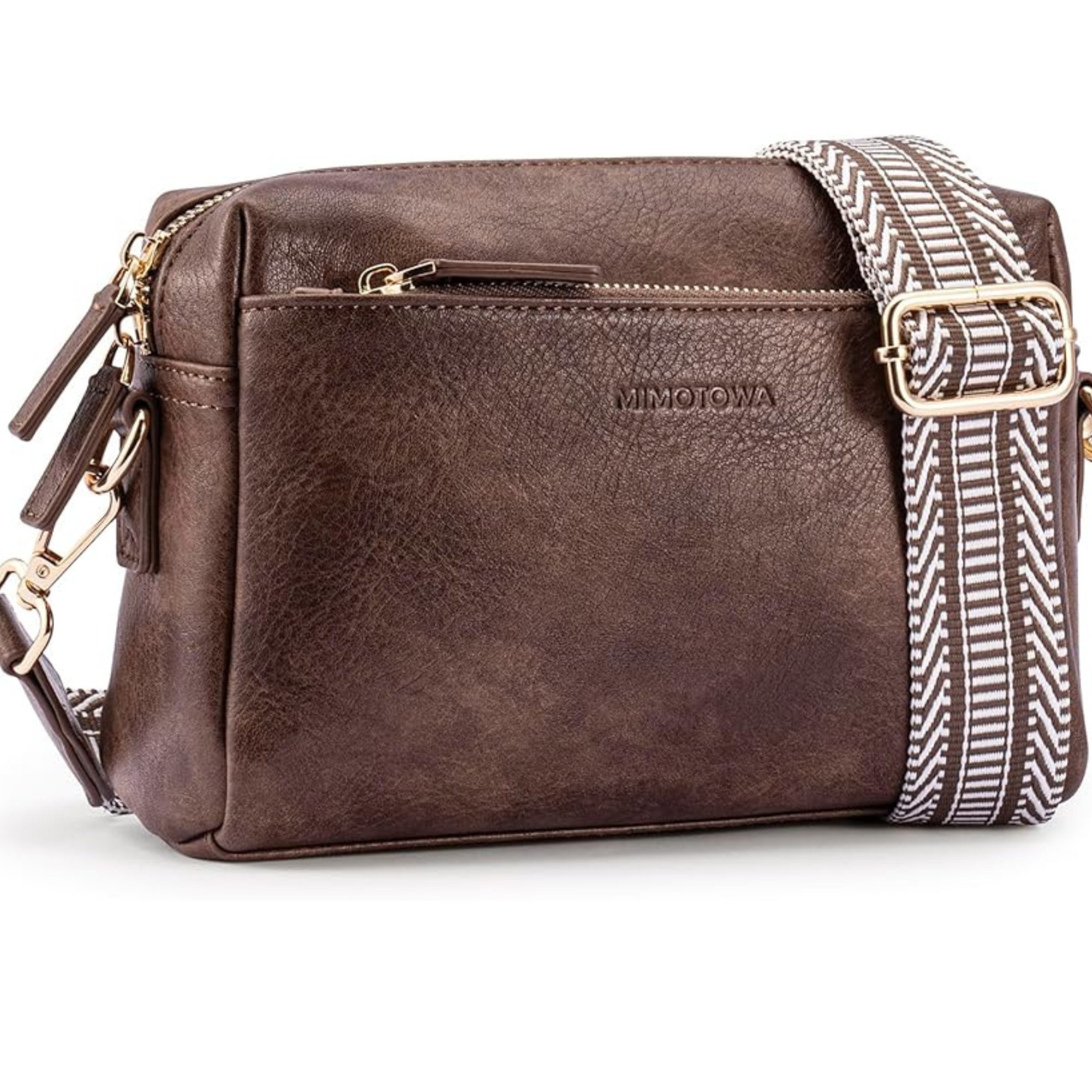 Vivitar Handtasche Kleine Umhängetasche für Frauen Dreifach-Reißverschluss (zu Weihnachten, zum Valentinstag, zum Geburtstag und zu jedem Jahrestag, Multi tragen Weise, bestes Geschenk für Frauen, Frau, Freundin), Premium-Ledermaterial, leichter und breiter Gitarrengurt