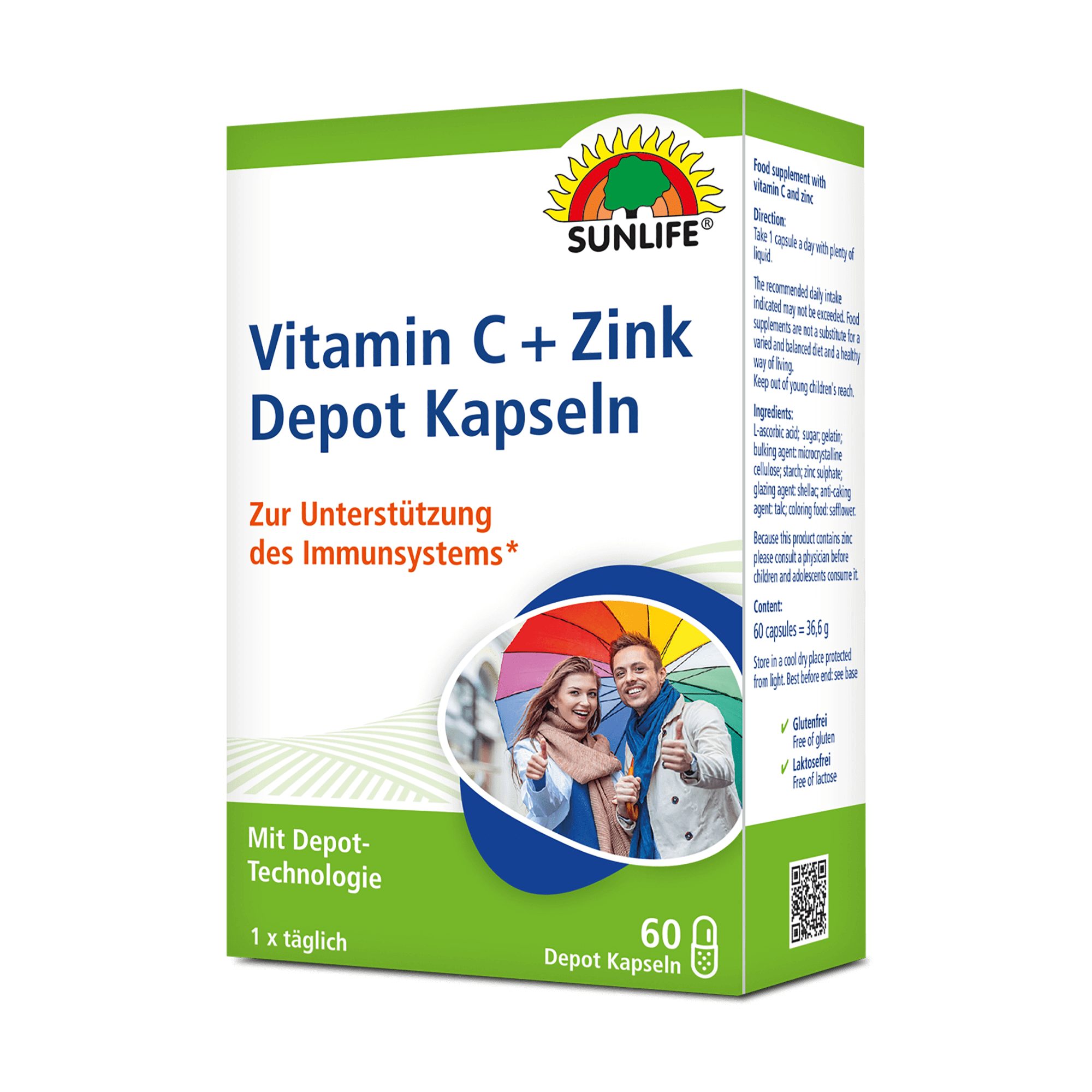 SUNLIFE SUNLIFE® Vitamin C + Zink Depot Kapseln 60 Stk Stärkung Abwehrkräfte 1 x täglich eine Kapsel mit ausreichend Flüssigkeit schlucken