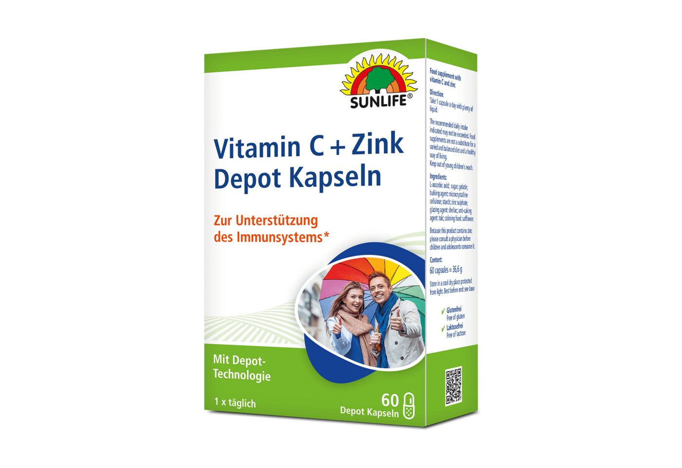 SUNLIFE SUNLIFE® Vitamin C + Zink Depot Kapseln 60 Stk Stärkung Abwehrkräfte 1 x täglich eine Kapsel mit ausreichend Flüssigkeit schlucken