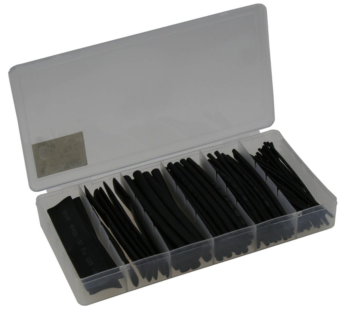 Thumbnail - ChiliTec Wärmeschrumpfschlauch Schrumpfschlauch Set schwarz 200 teilig in Box mit Nachfüller