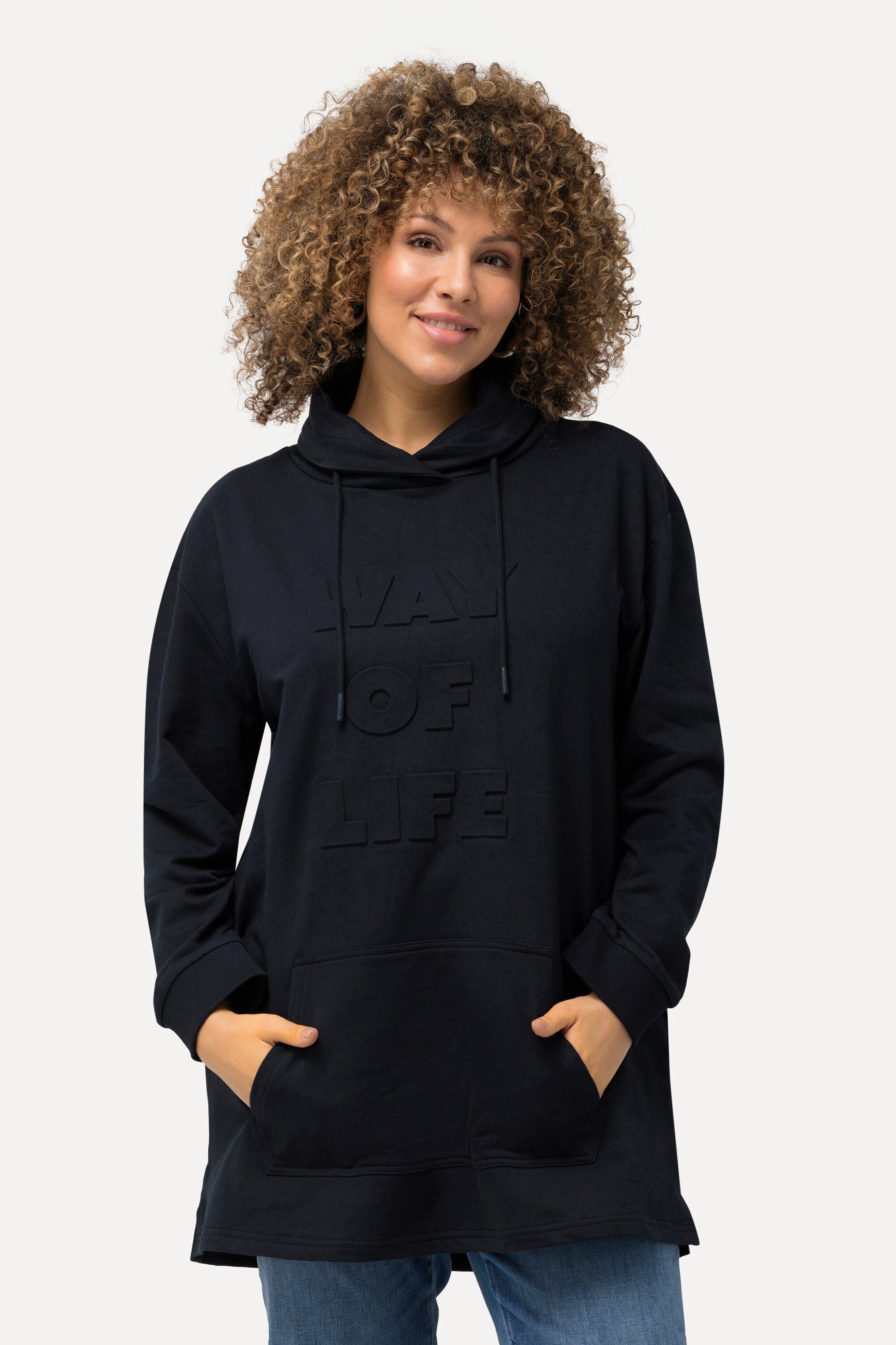 Ulla Popken Sweatshirt Sweatshirt 3D-Prägung Oversized Stehkragen Langarm