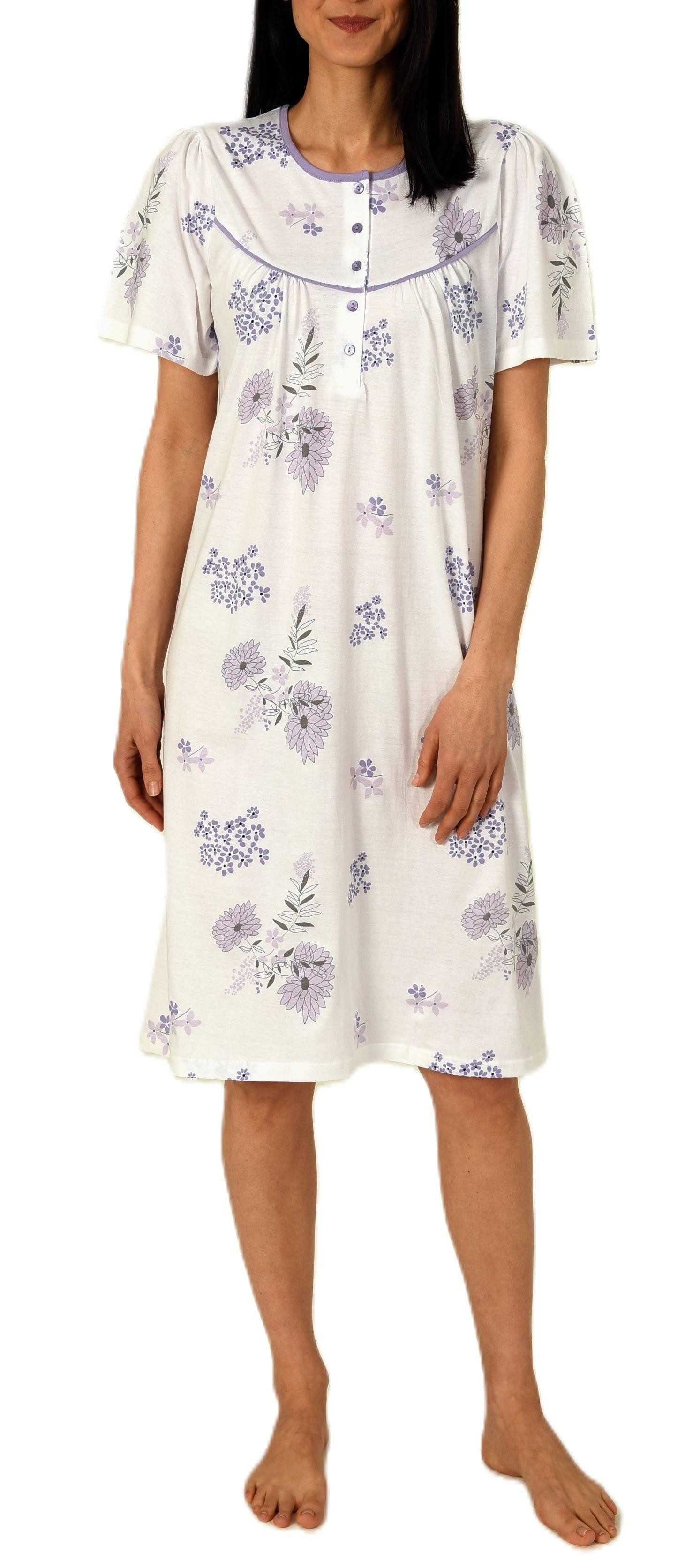 Normann Nachthemd Damen kurzarm Nachthemd im klassischen fraulichen Design