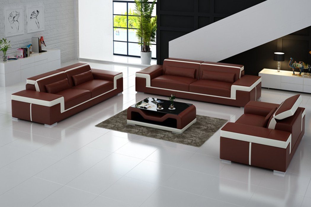JVmoebel Sofa Schwarze Couchgarnitur 3+1+1 Moderne Sofas Polstermöbel Design Neu, Made in Europe Braun
