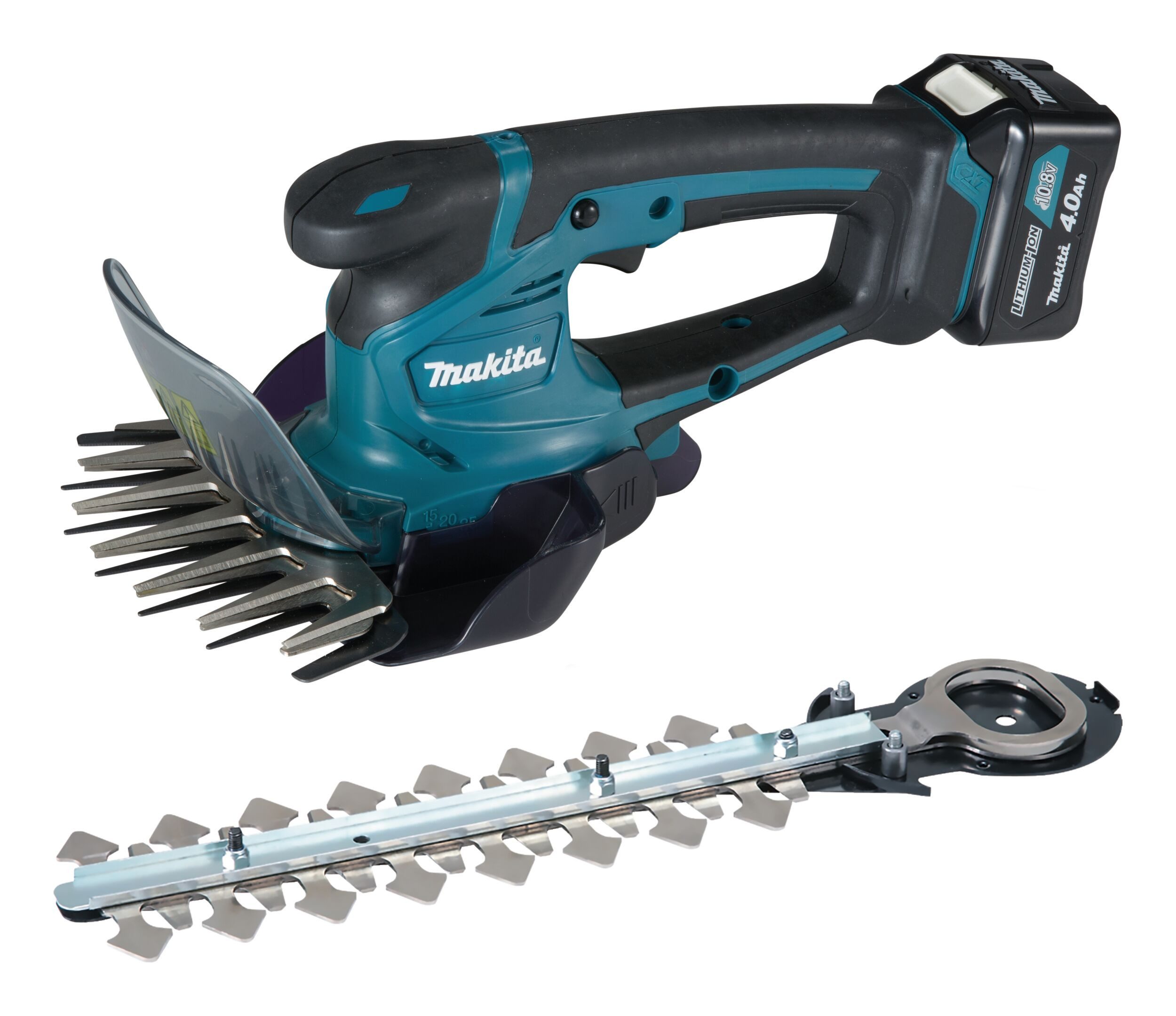 Makita Akku-Strauchschere, Gras-/ 12V, UM600DSMEX, 2 x 4 Ah Li-Ion - im Karton