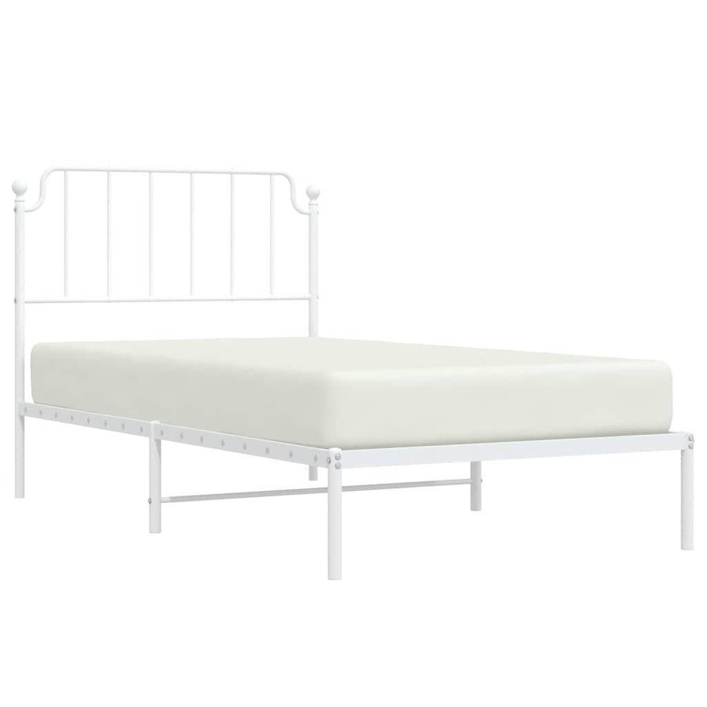 Bett Bettgestell mit Kopfteil Metall Weiß 100x190 cm