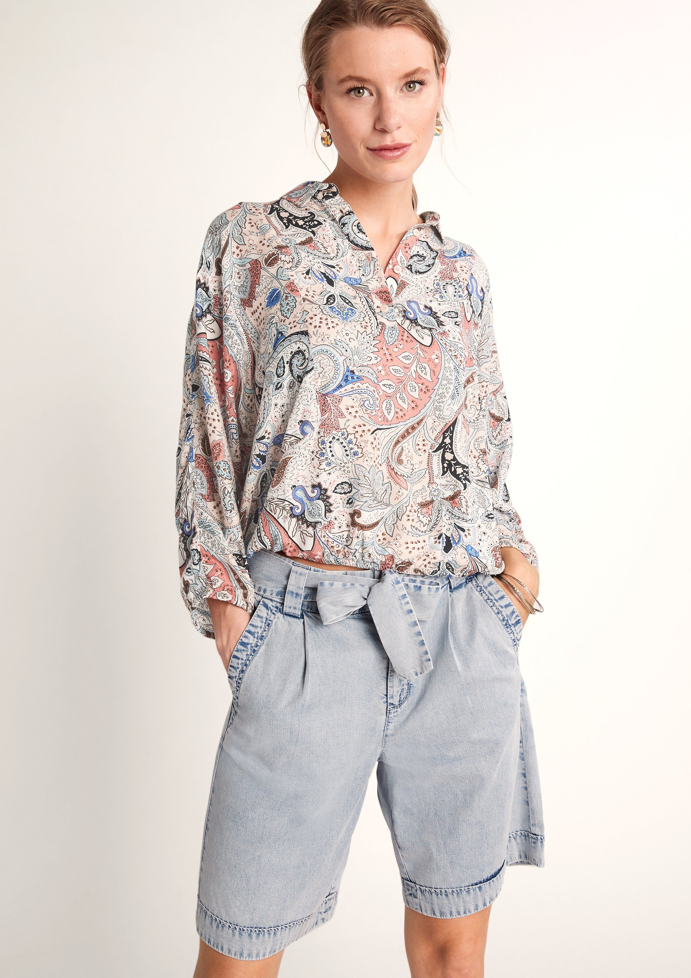 Comma 3/4-Arm-Shirt »O-Shape-Bluse aus Viskose« (1-tlg) Ziernaht online  kaufen | OTTO