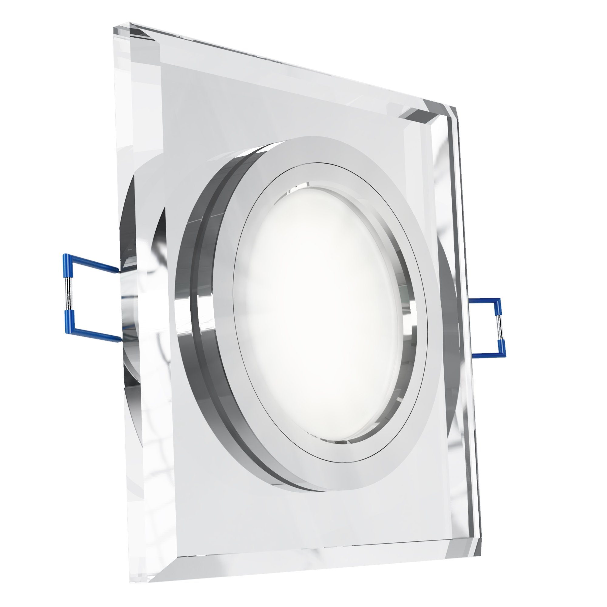 SSC-LUXon LED Einbaustrahler Flache Glas LED Einbauleuchte eckig klar inkl.  LED-Modul dimmbar neutralweiß 230V 5W, Neutralweiß