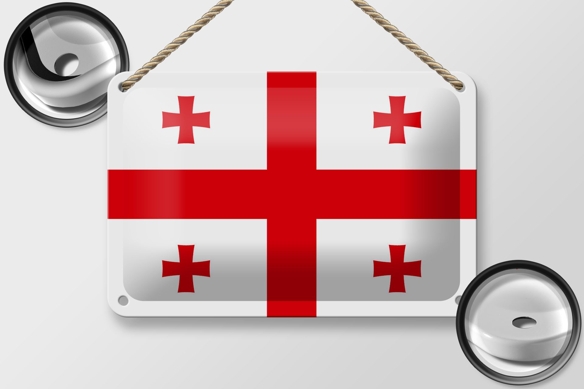 Femer GmbH Metallschild Flagge Georgiens 18x12cm Flag of Georgia, (1 St), gewölbte Oberfläche, abgerundete Ecken, umgeschlagene Kanten