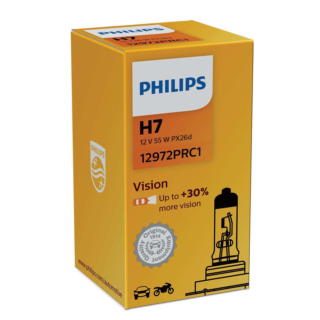 Philips Halogenlampe Philips 12 W Vision 55 (1er PX26d Faltschachtel) V H7