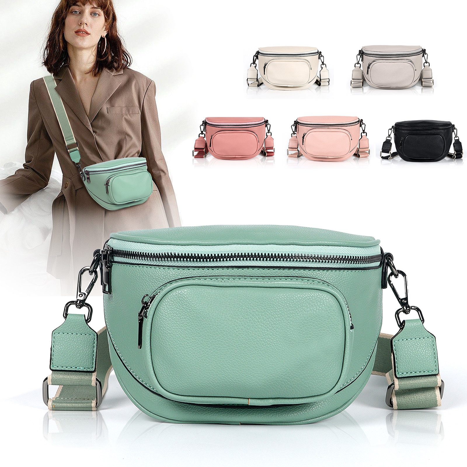 TAN.TOMI Bauchtasche Damen Bauchtasche,Umhängetasche Damen Klein Crossbody Bag Bauchtasche, als Schultertasche tragbar mit Verstellbare Schultergurte