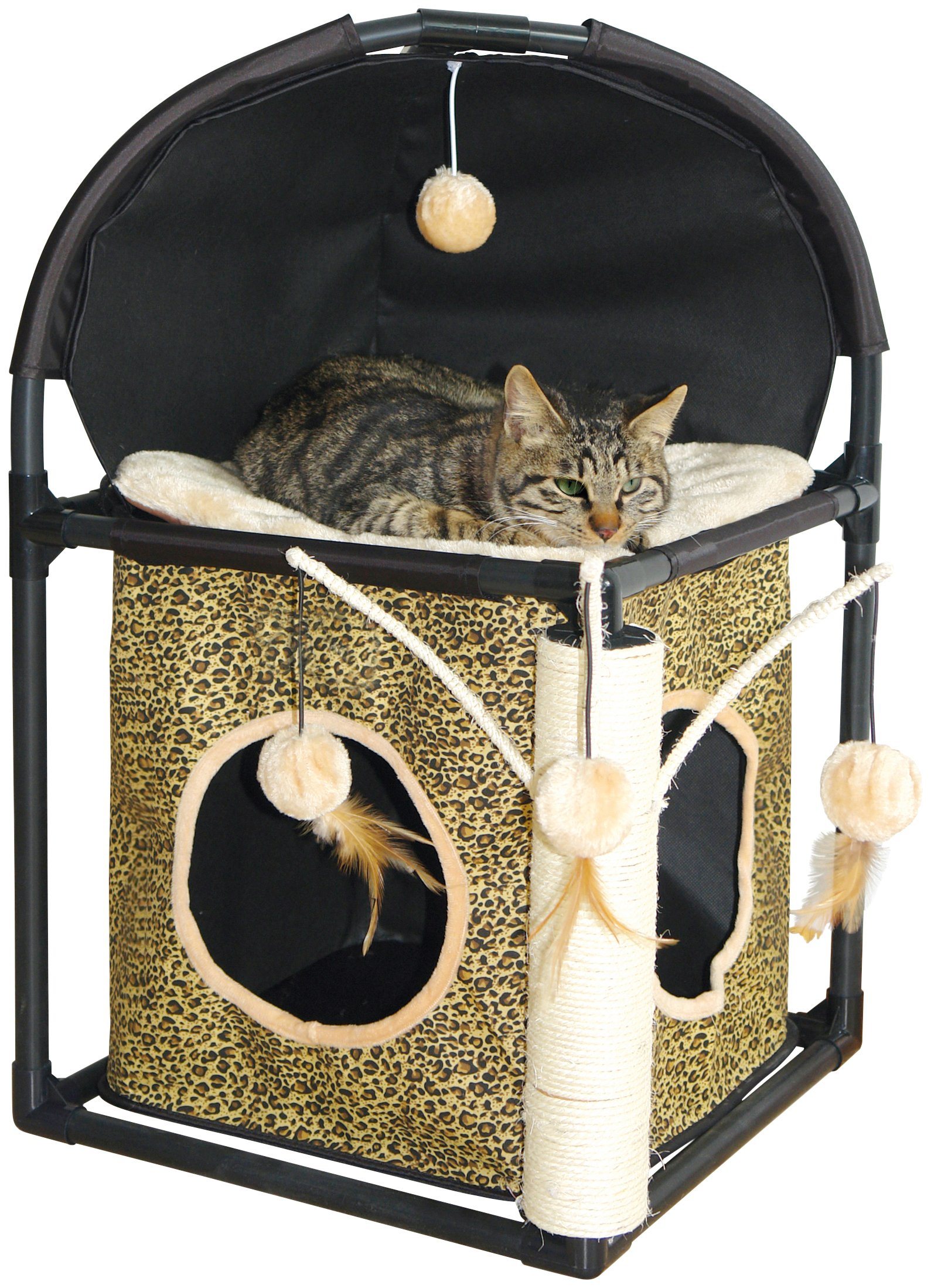 Katzenhaus , B/L/H: 40/40/73 cm, schwarz/beige/leoprint Katzenhaus , B/L/H: 40/40/73 cm, schwarz/beige/leoprint