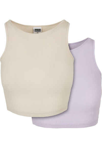 URBAN CLASSICS T-Shirt Damen Ladies Cropped Rib Top 2-Pack (1-tlg)