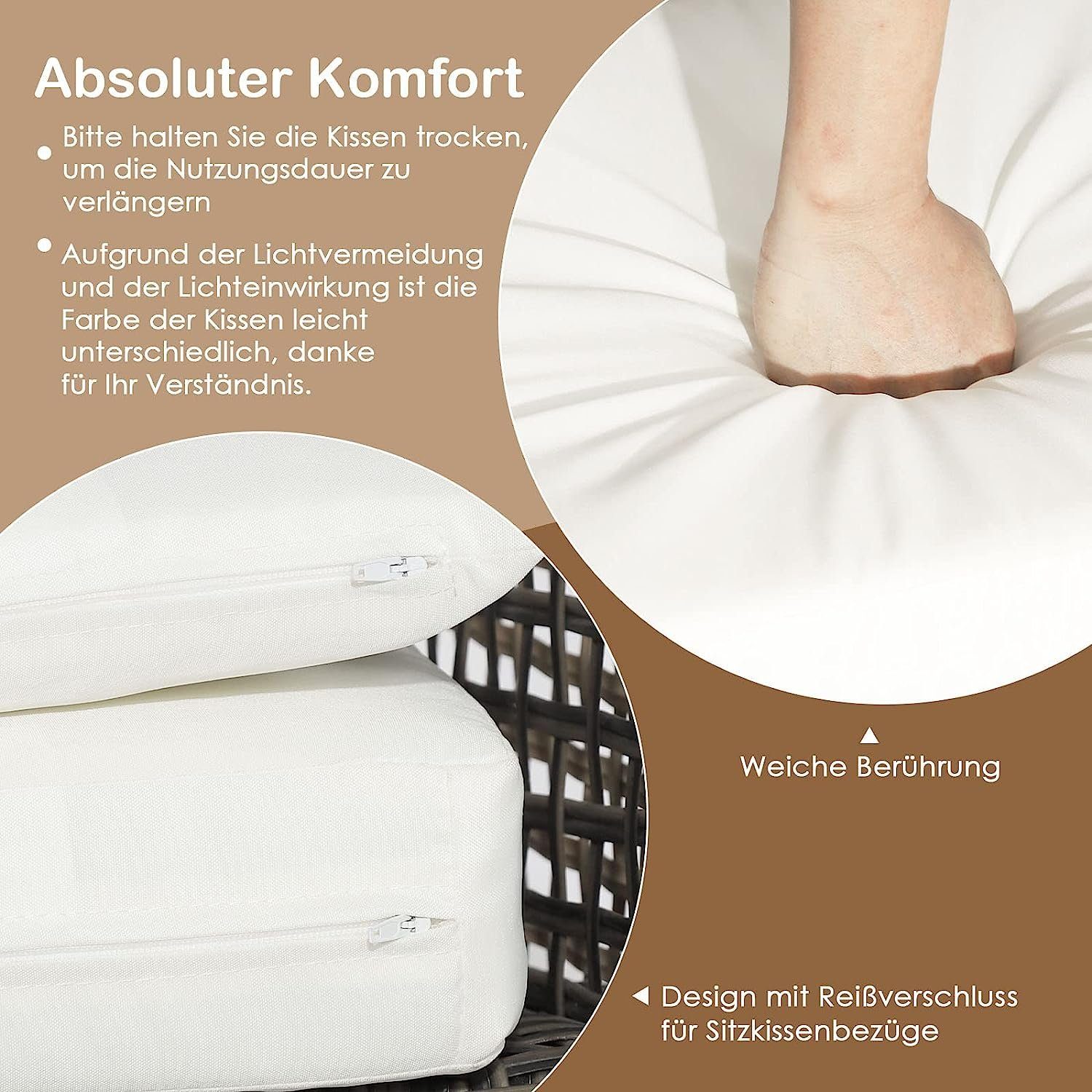 KOMFOTTEU Sitzgruppe Gartensessel, (Set, 3-tlg), Terrassenmöbel mit Kissen