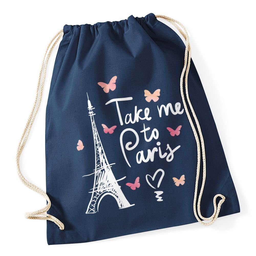 Autiga Turnbeutel Turnbeutel Take me to Paris Eiffelturm Hipster Beutel Tasche Jutebeutel Gymsac Autiga® navy | Canvas-Taschen