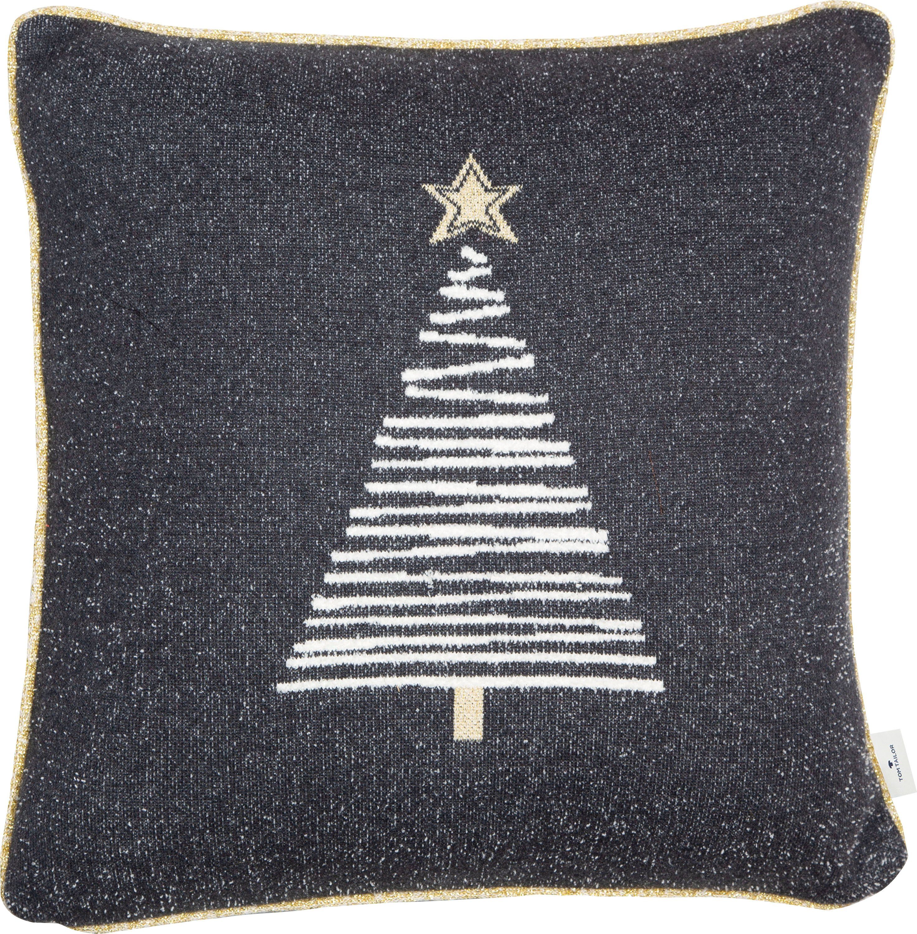TOM TAILOR HOME Dekokissen Knitted Shiny Tree, Gestrickte Kissenhülle ohne  füllung mit Weihnachtsbaum-Motiv, 1 Stück, 100% Baumwolle - nicht  outdoorgeeignet