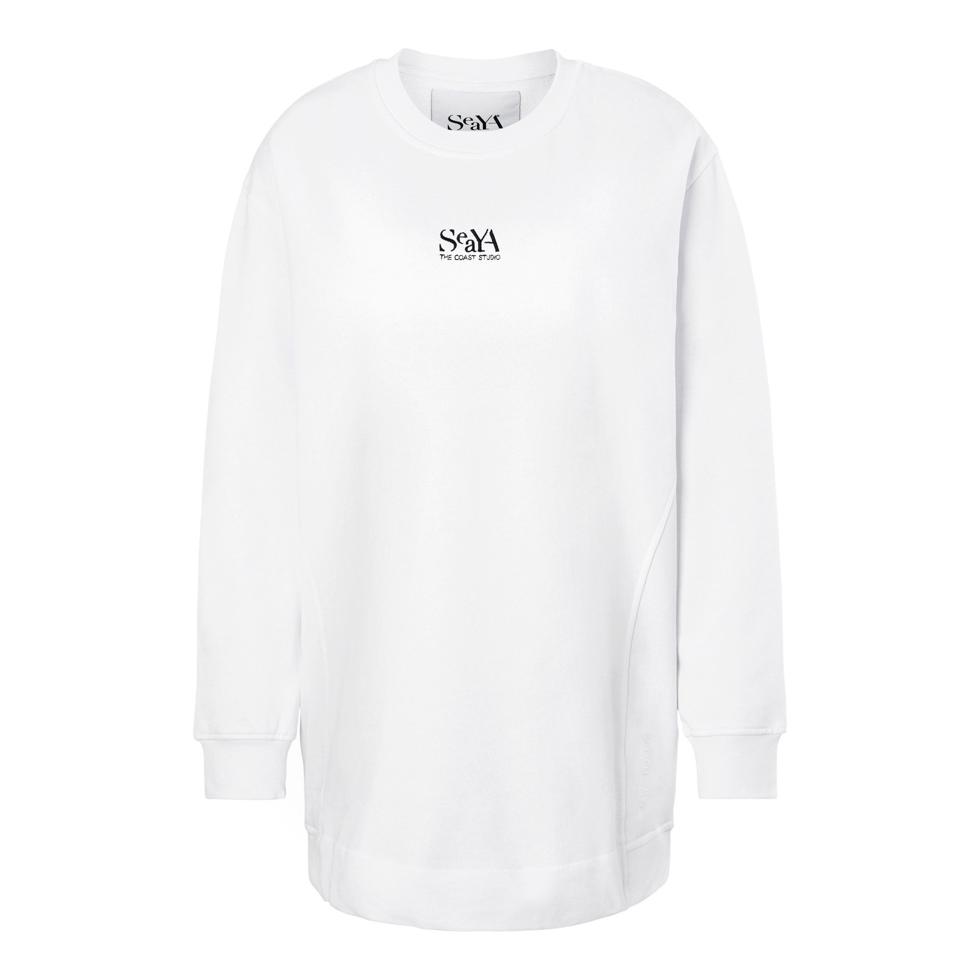 SeaYA Sweatshirt lang Stickerei Sweatshirt Biobaumwolle weiß