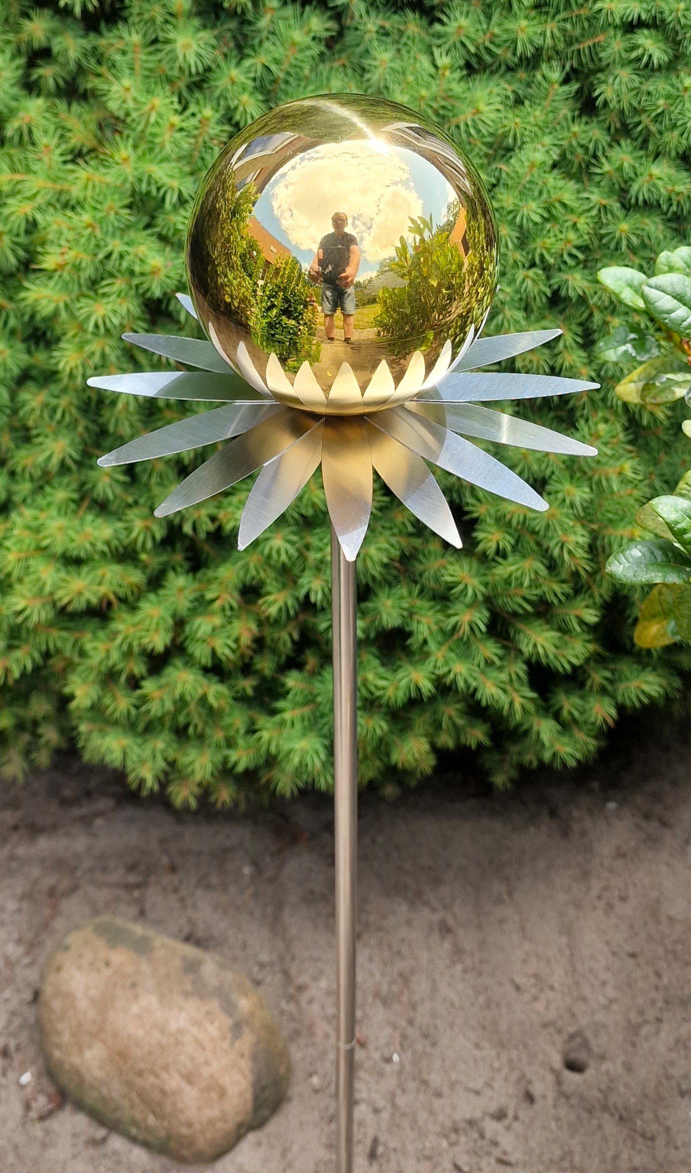 Milano gold Jürgen mit Blütenzauber poliert Rosenkugel 80 Edelstahl Garten-Ambiente cm 10 cm Bocker Stab Garten Gartenstecker