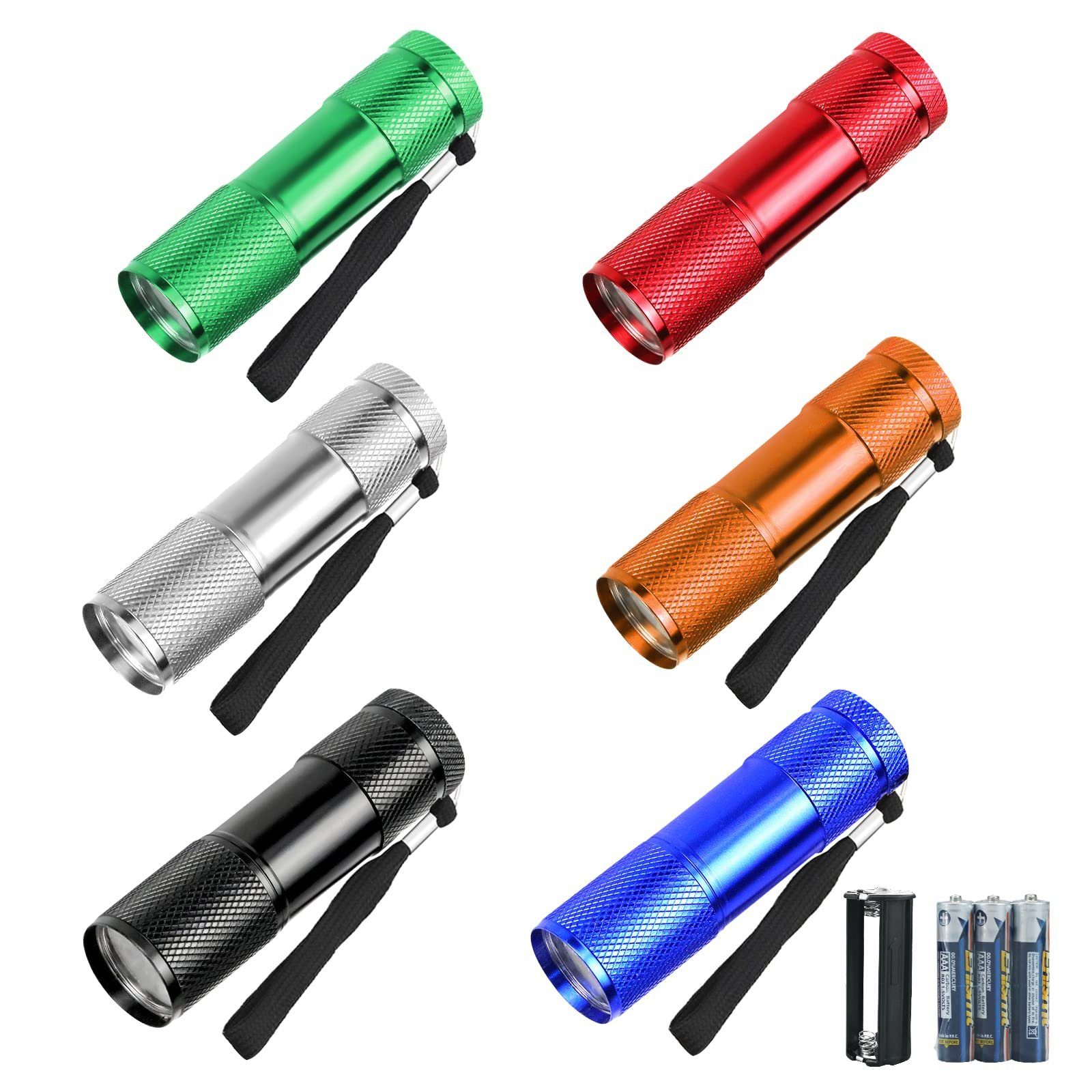 MDHAND Taschenlampe LED Mini-Taschenlampenset (Set, 6-St), Inkl. Batterien,  Wasser-und staubdicht, 6 Farben