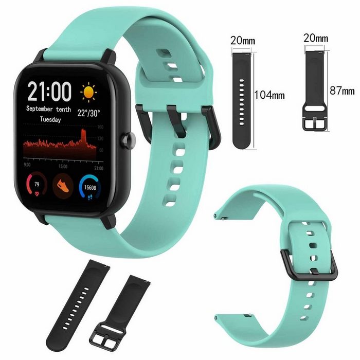 Wigento Smartwatch-Armband Für Amazfit GTS4 Mini Uhr Kunststoff / Silikon Armband Größe L Männer Ersatz Arm Band Hellblau