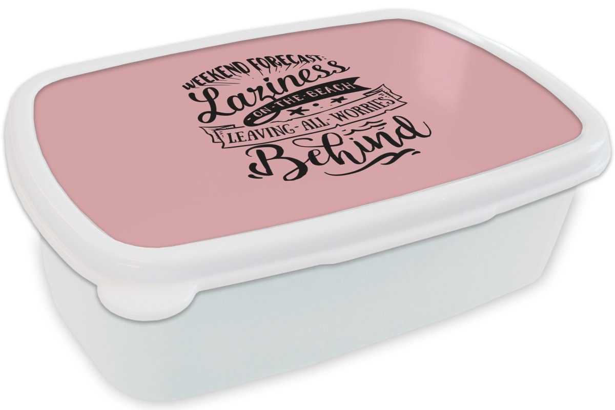 Brotbox Lunchbox Zitat Kinder MuchoWow weiß Erwachsene, Jungs Kunststoff, und Sommer Rosa, - - für (2-tlg), Brotdose, für und Mädchen