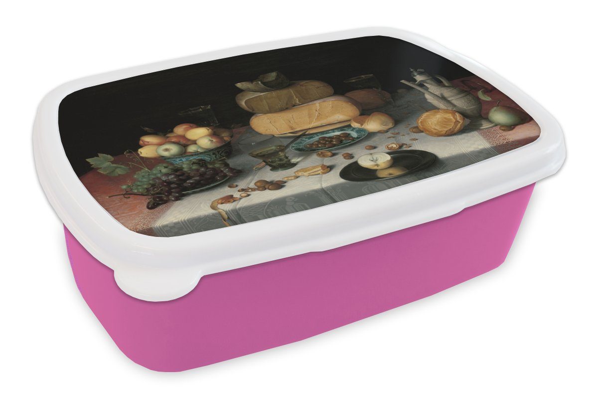 rosa Brotdose Alte Kunststoff, Stilleben Kunststoff MuchoWow Snackbox, Kinder, für (2-tlg), Meister, - Kunstwerk - mit Mädchen, Brotbox Käse Lunchbox Erwachsene,