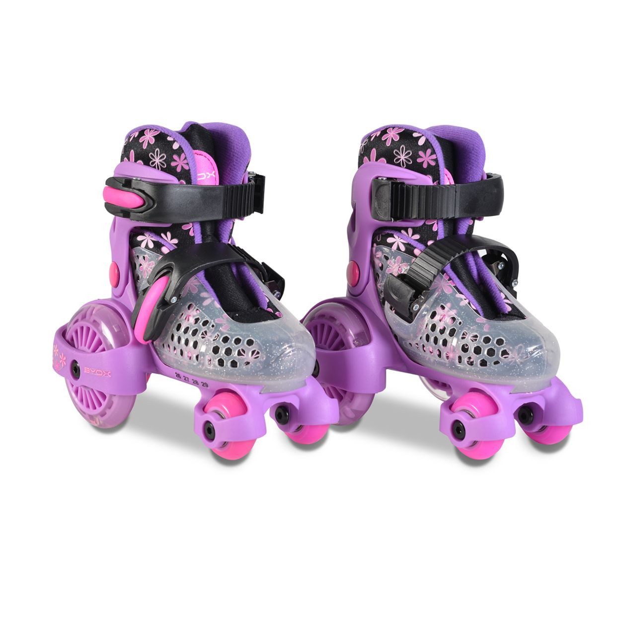Byox Rollschuhe Rollschuhe Beetle Größe XS 26-29, PU-Rollen, ABEC-5 Lager, Stopper hinten