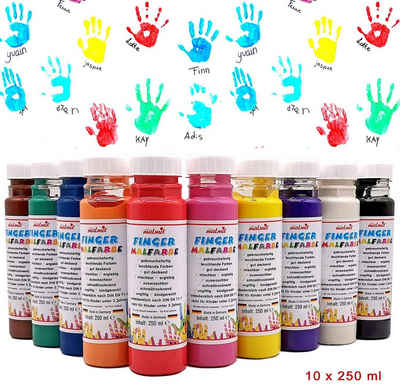 play malmit Fingerfarbe Fingermalfarbe 10er Set je 250 ml, ungiftig, wasserlöslich