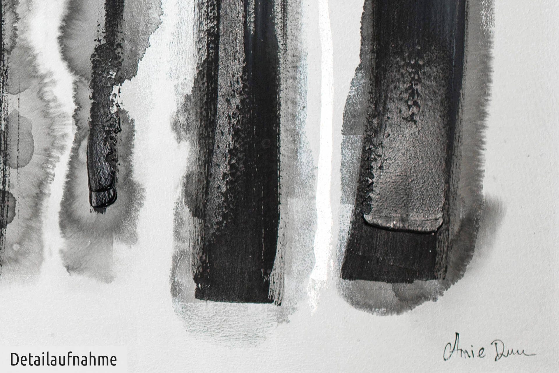 KUNSTLOFT Gemälde Leinwandbild cm, HANDGEMALT Wohnzimmer Schnee Wandbild 150x50 Fährten 100% im