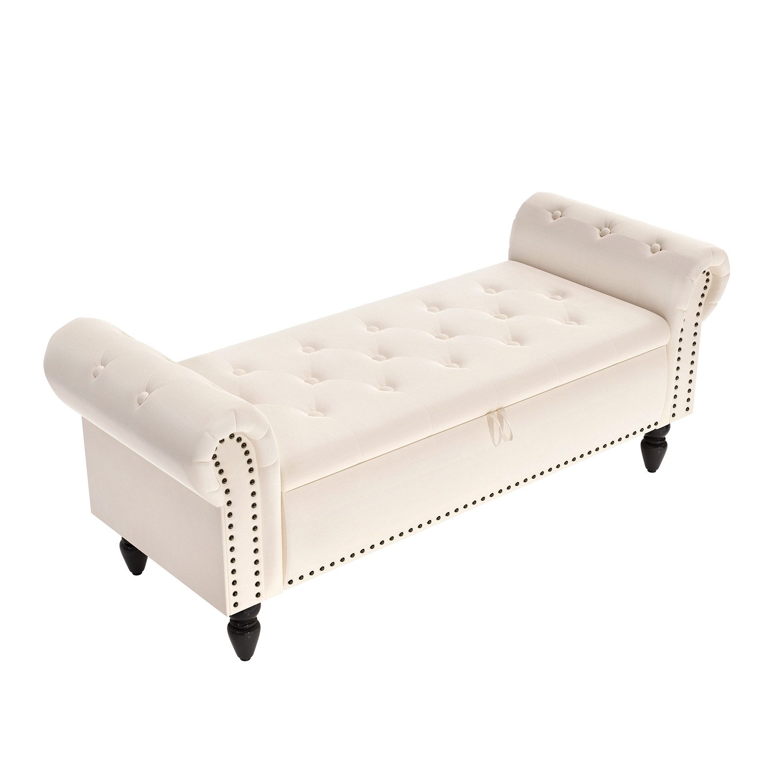 TLGREEN Bettbank Sitzbank mit Stauraum,133 x 53 x 46 cm Polsterbank, (Umdrehen Mit Booster-Gasstange, Bettende mit Deckel, Fußstütze mit stabilen Holzbeinen, Bis 168kg), Sofabank fur Flur, Esszimmer, Schlafzimmer, Wohnzimmer