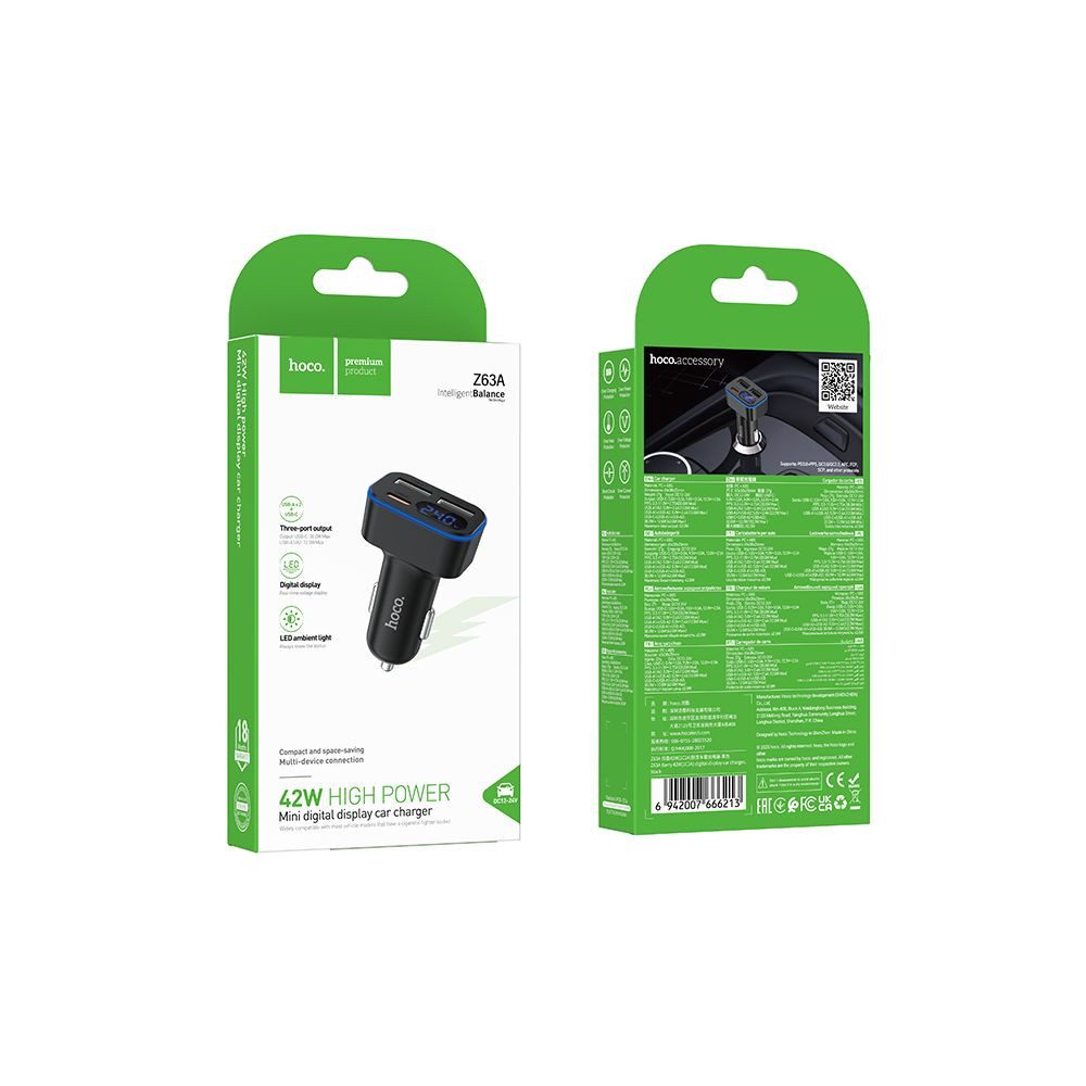 hoco. Elektrorasierer Hoco Z63A Kfz-Ladegerät 42 W USB-C PD QC LCD