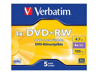 Verbatim DVD-Rohling Verbatim DVD+RW 4.7GB 4x, 5er Jewelcase