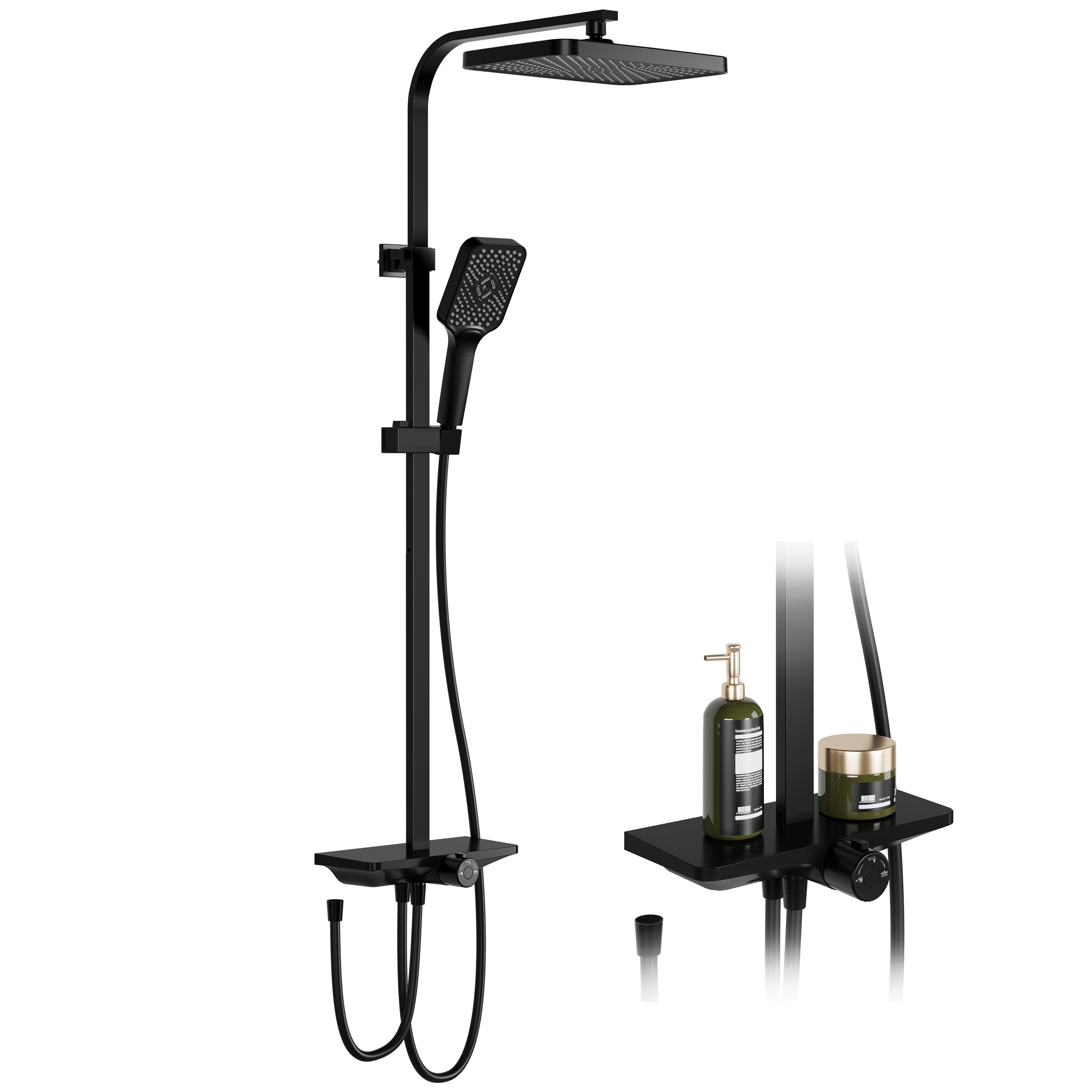 GarveeMore Brausegarnitur Duschsystem, Regendusche mit Umsteller, Handbrause