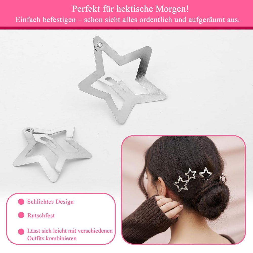 HoyoLee Haarclip 60 Stück Sternen Haarspangen,Silberfarben Niedliche Metall Haarspangen