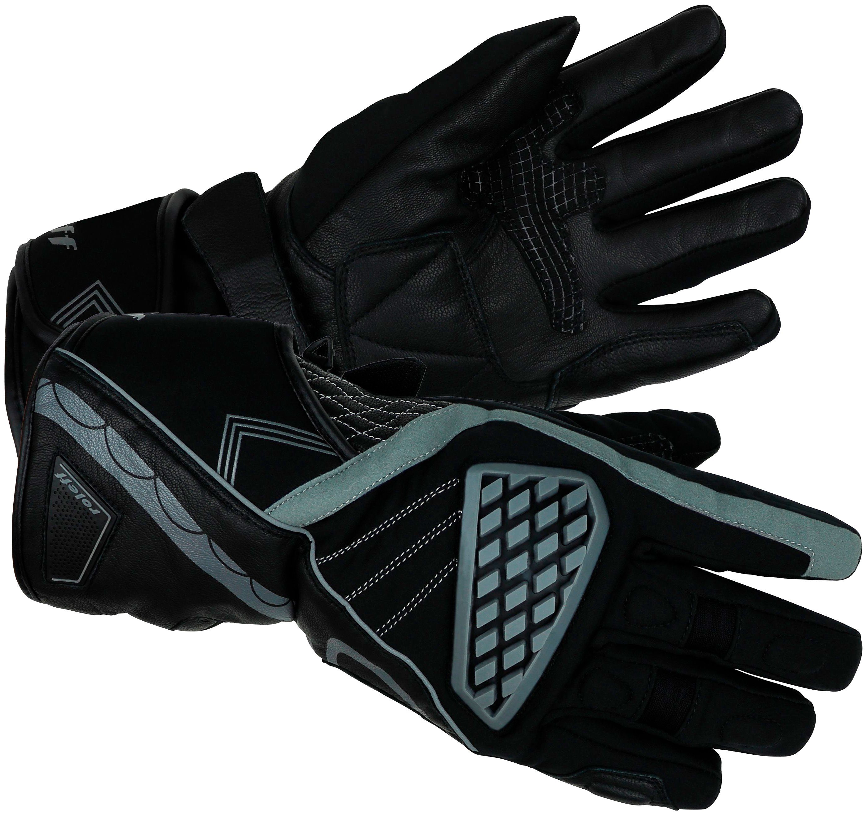 Motorradhandschuhe Winter schwarz-grau wasserdicht roleff RO202 winddicht,