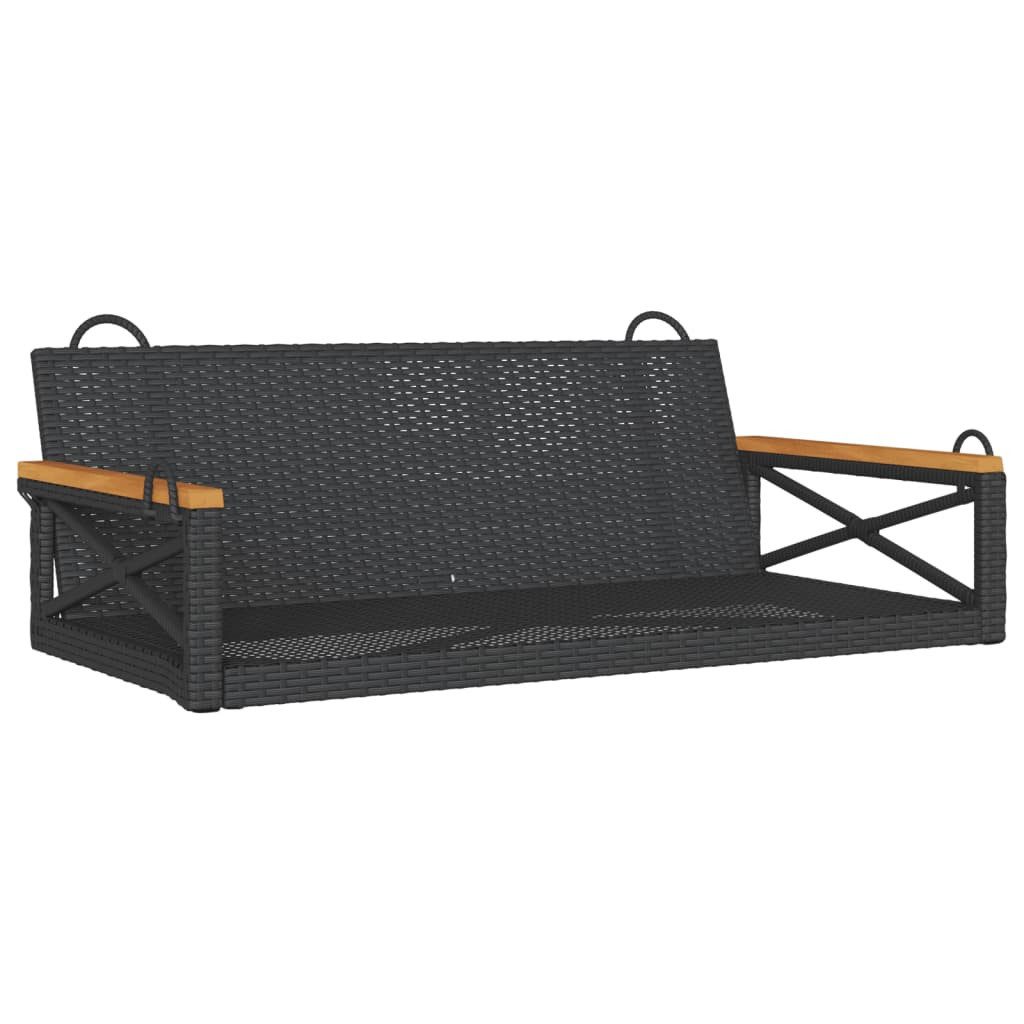 vidaXL Gartenbank Hängebank Schwarz 109x62x40 cm Poly Rattan (1-St)