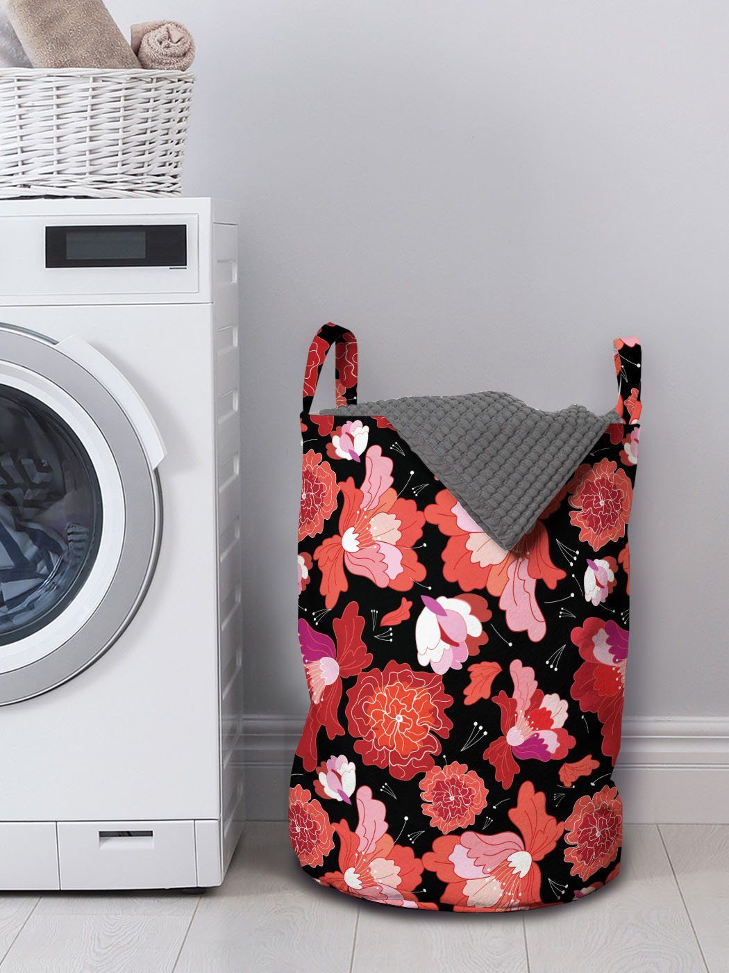 Griffen Sommer mit Wäschesäckchen Kordelzugverschluss Waschsalons, Blumen Blumen Blühend Wäschekorb Abakuhaus für