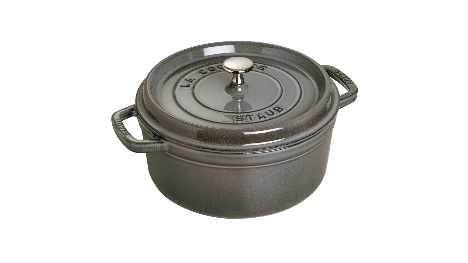 Staub Graphitgrau Cocotte Staub rund Bräter cm 24 Graphit-grau