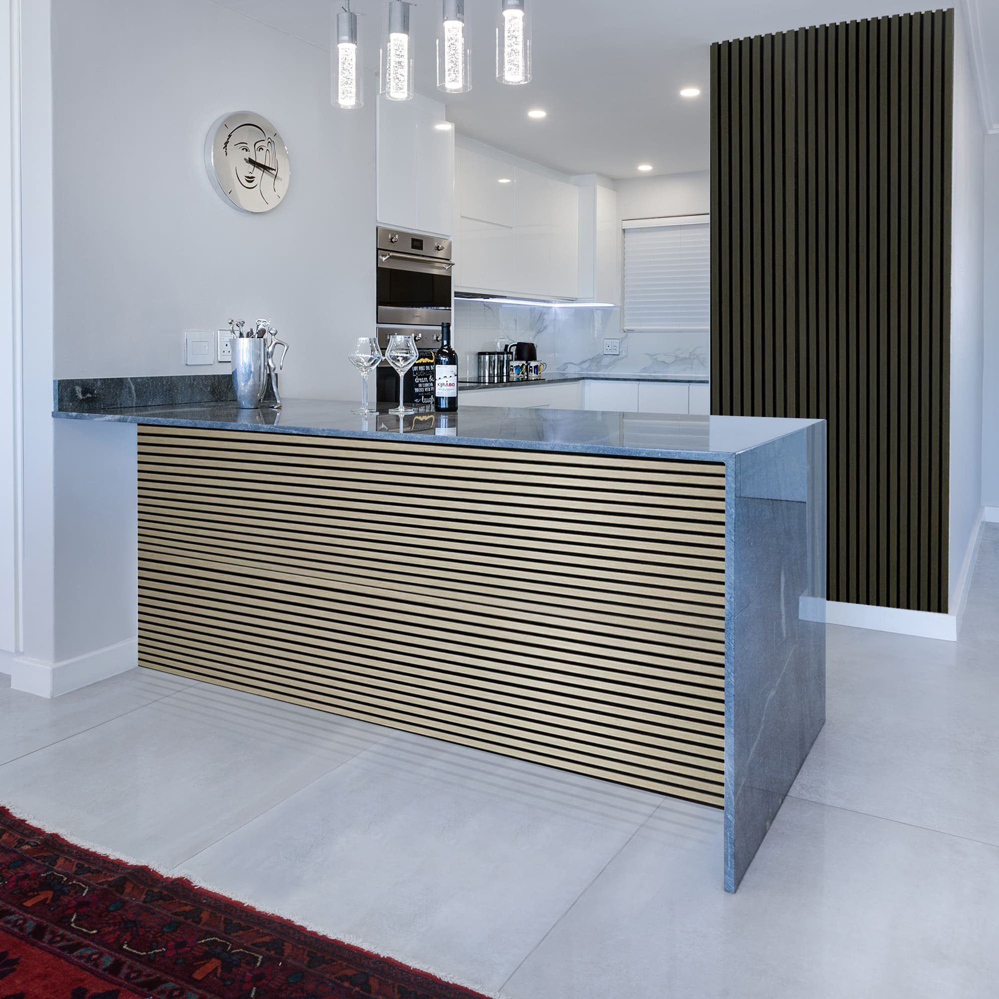 Endorphin Dekorpaneele 2 Stück Akustikpaneele 61x266x2,1cm Holzfurnier Walnuss schwarz, 1.6226 qm